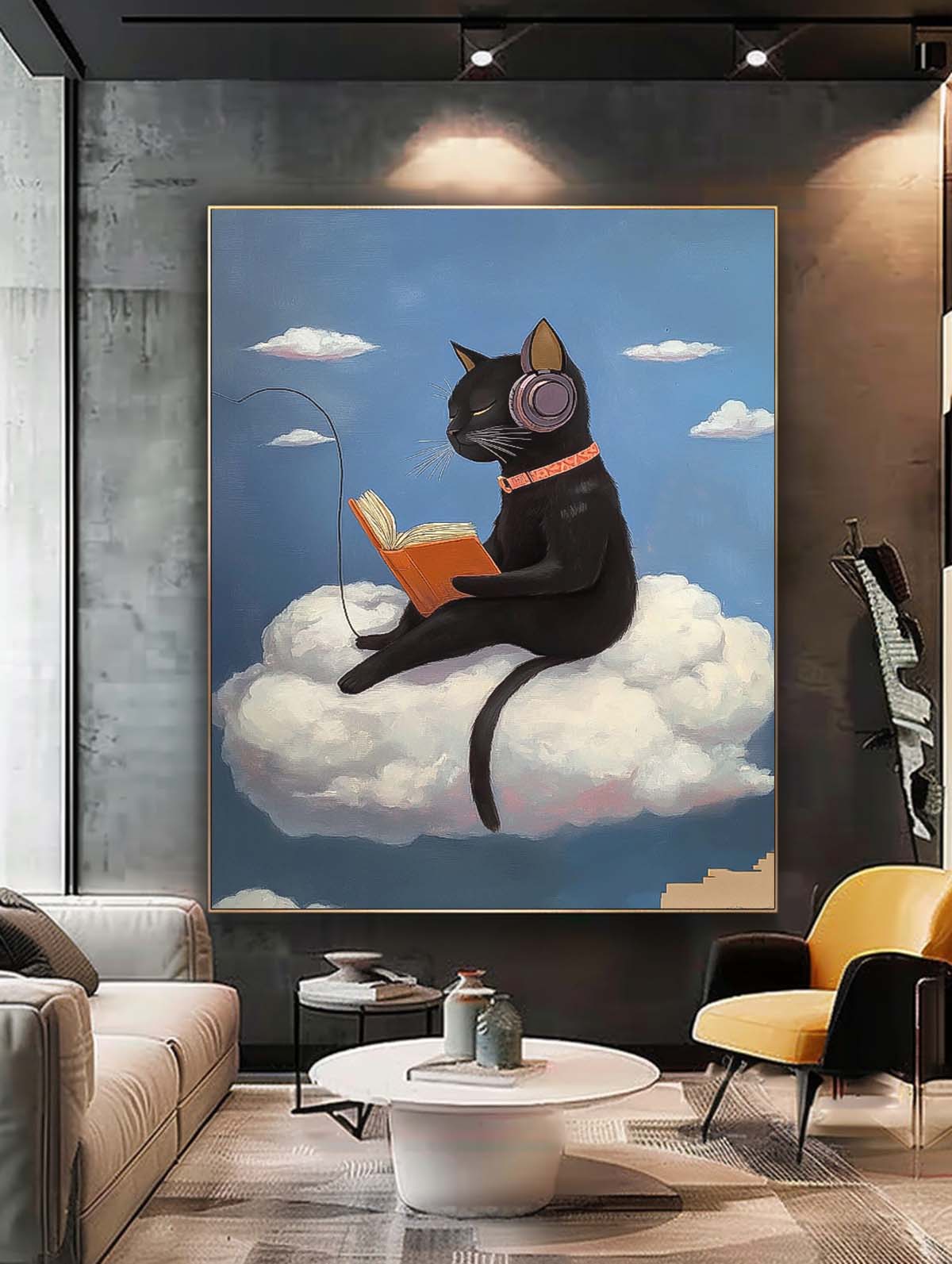 Cute Kitten Texture Animal Oil Painting Personification Acrylic Painting Modern Abstract Wall Art Decor