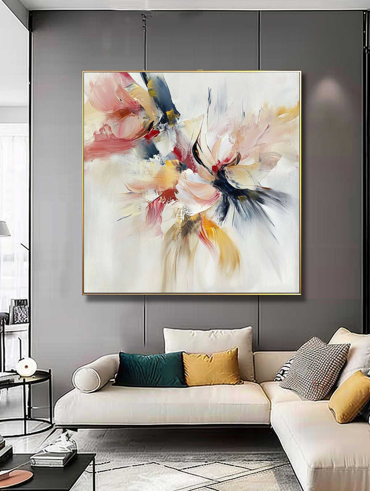 Modern Minimalist Wall Art Abstract Fireworks Oil Painting on Canvas Original Acrylic Painting Wall Art