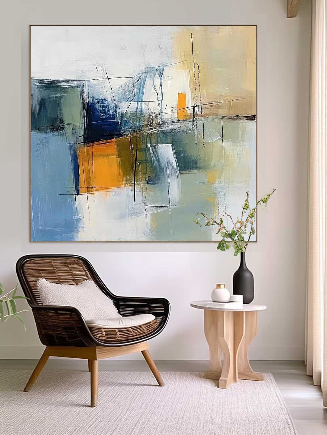 Large Abstract Oil Painting Original Hand-painted Canvas Wall Art Modern Minimalist Textured Artwork