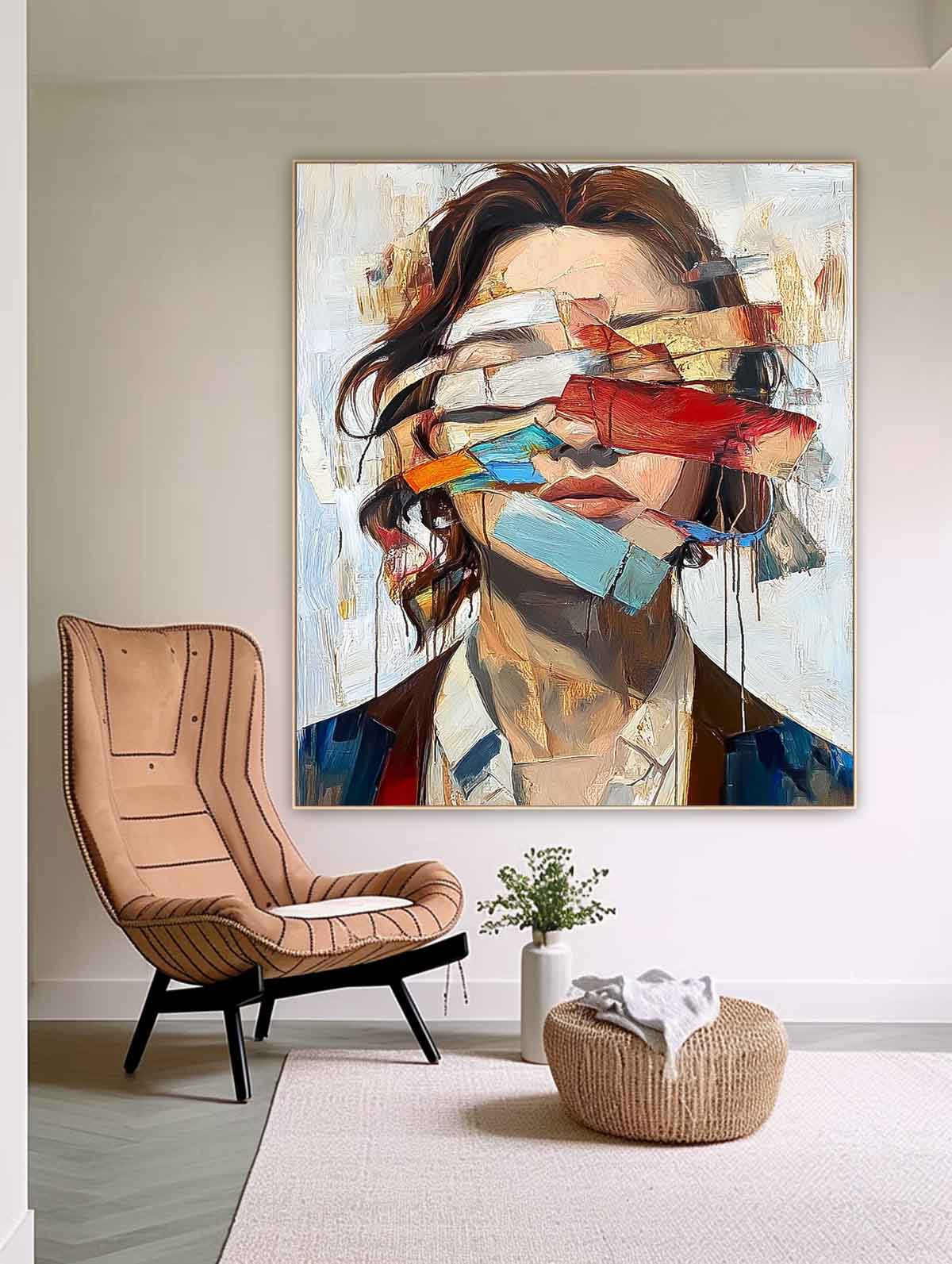 Original Texture Girl Wall Art Coloful Lady Contemporary Artwork Abstract Woman Oil Painting On Canvas