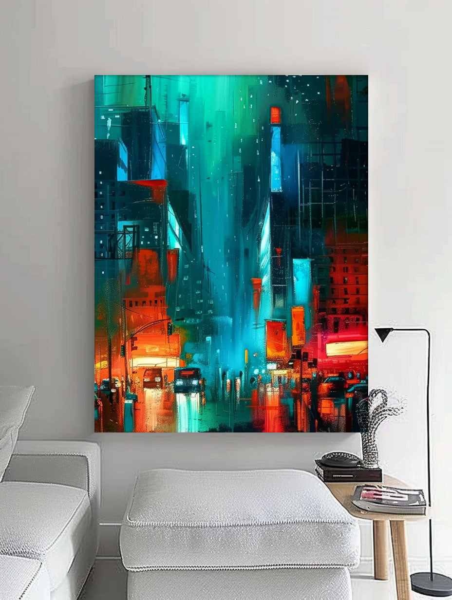 Big Wall Art Original Modern Cityscape Oil Painting On Canvas Abstract Urban Scene Art Home Decor