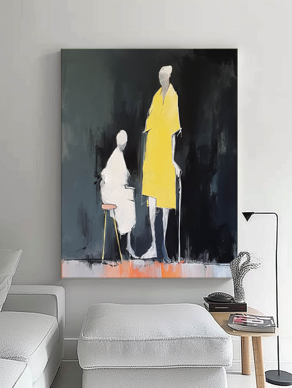 Original People In The Dark Wall Art Large Figure Painting Original Abstract Artwork For Living Room