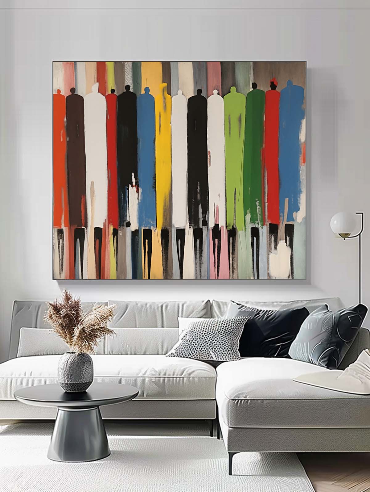 Abstract Figure Oil Painting Large Color Human Silhouette Wall Art Original Human Artwork For Living Room