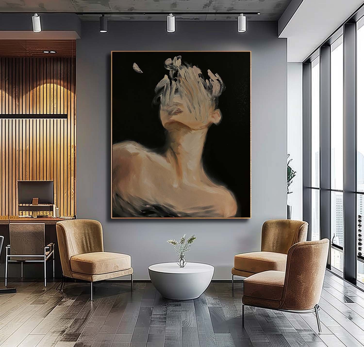 Original Vague Texture Girl Wall Art Abstract Figure oil Painting On Canvas Faceless Modern Artwork