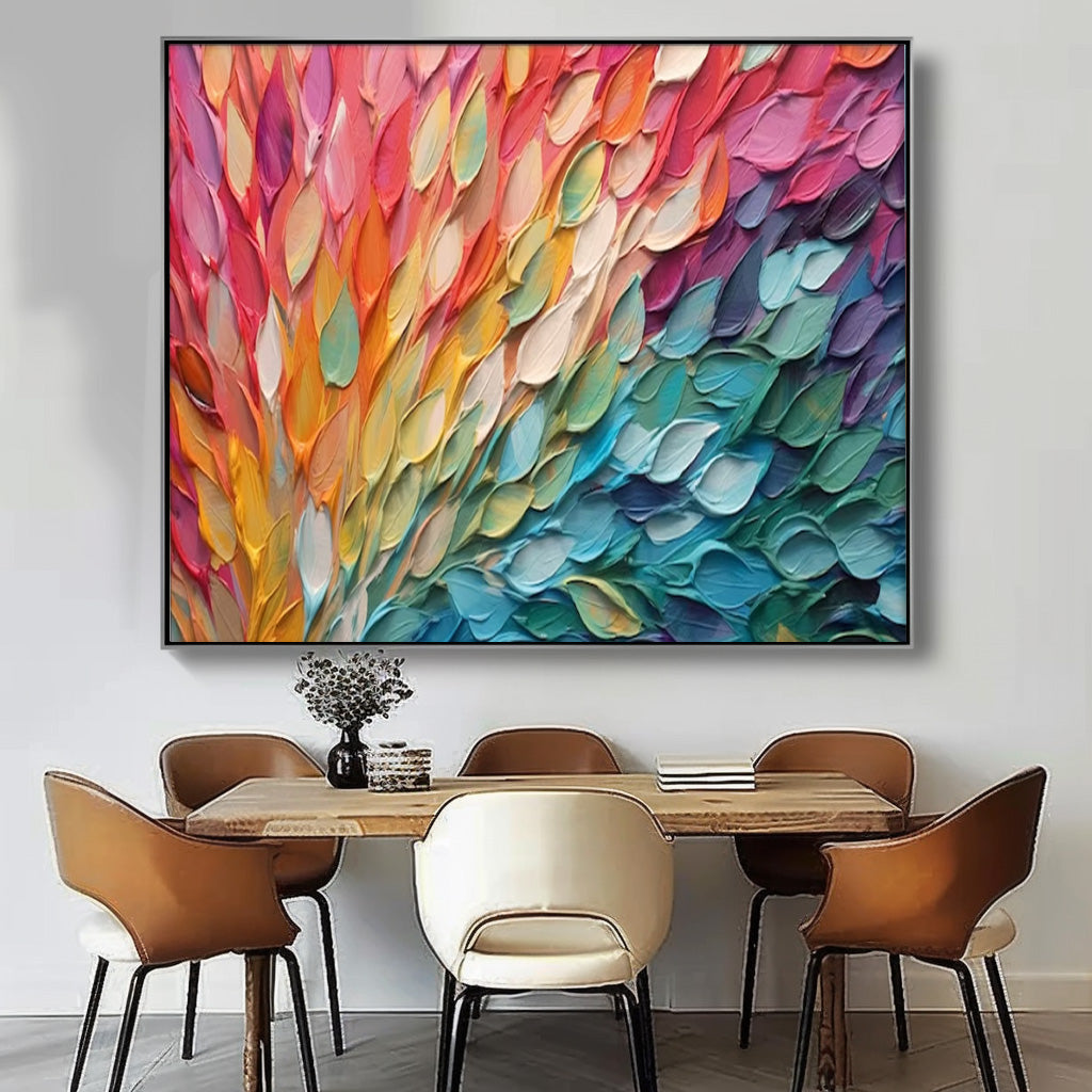 Original Texture Petal Oil Painting On Canvas Large Colorful Acrylic Painting Modern Abstract Artwork