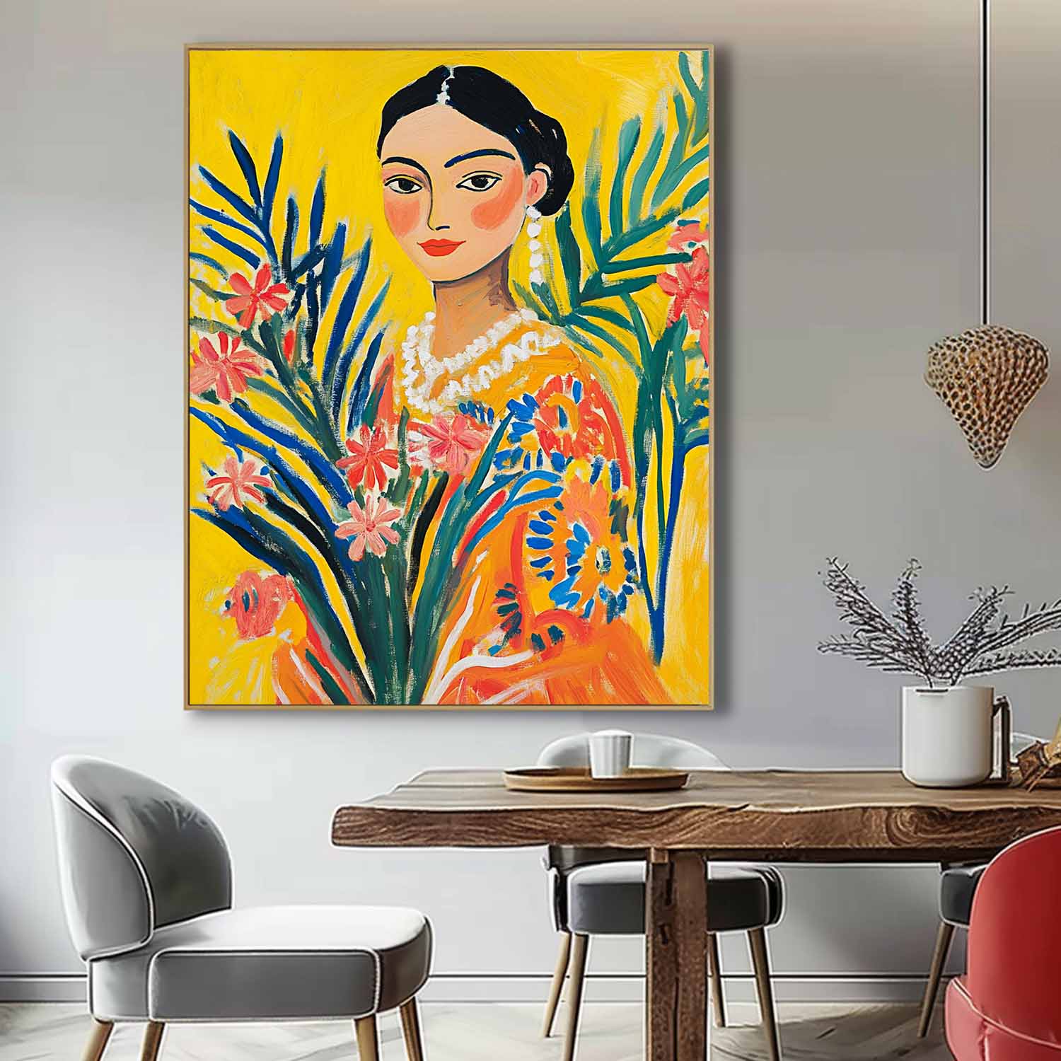 Gorgeous Original Modern Wall Art Portrait Of A Young Woman Artwork Girl In A Romantic Vintage Style