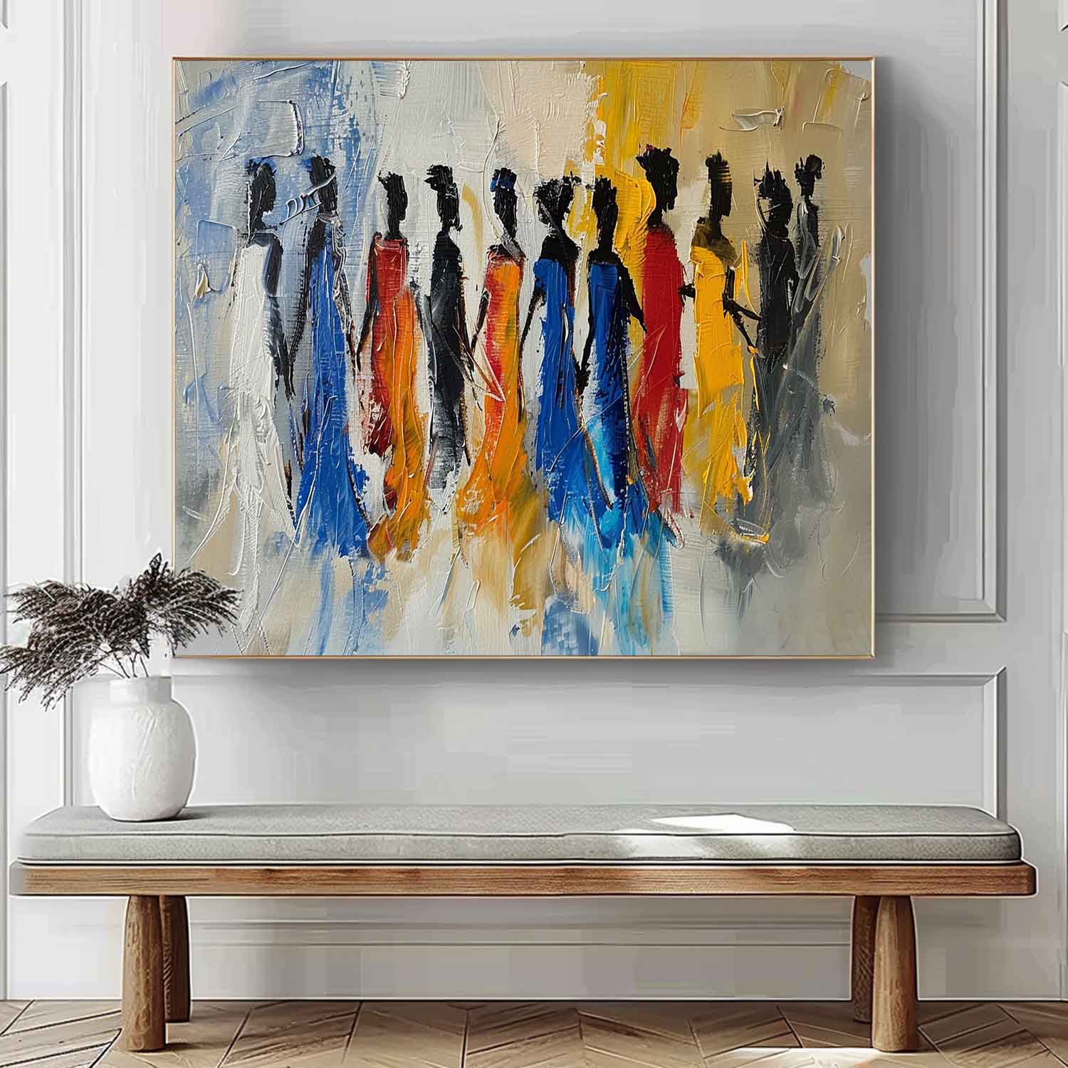 Original Human Artwork Abstract Figure Oil Painting Large Color Human Silhouette Wall Art For Living Room