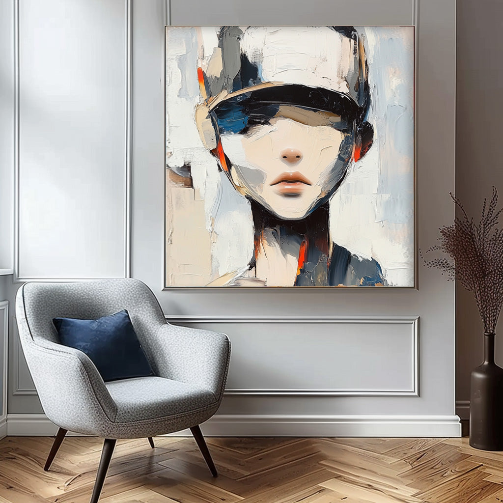 Original Abstract Woman painting Portrait Texture Minimalism Girl Portrait Woman Faceless Painting
