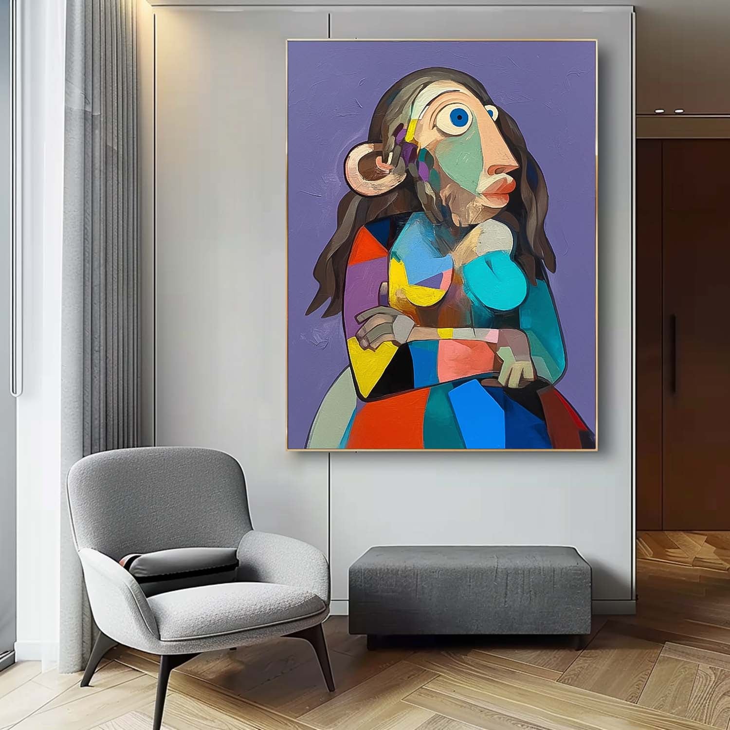 Cute Texture Animal Oil Painting Personification Monkey Acrylic Painting Modern Color Abstract Wall Art Decor
