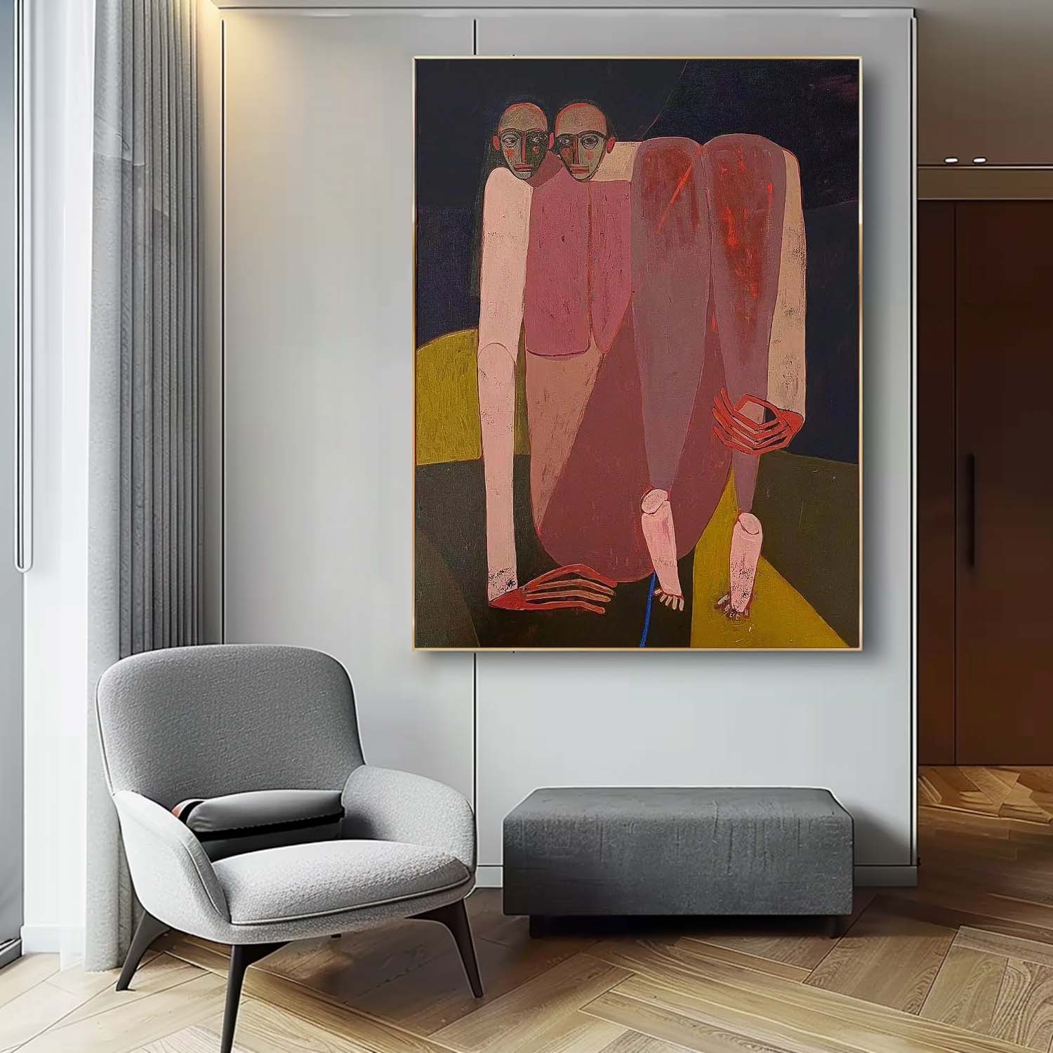 Warm Color Abstract Artwork Large Figure Painting Original Funny Niche Body Wall Art For Living Room