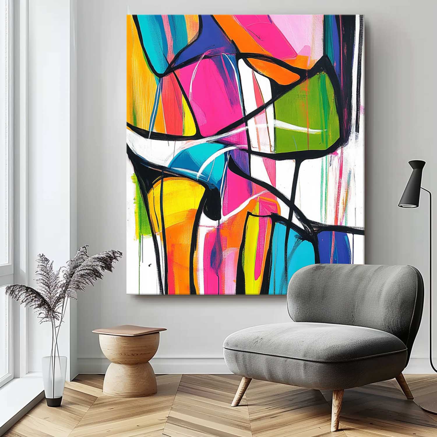 Abstract Oil Painting On Canvas Modern Graffiti Wall Art Colorful Original Acrylic Painting Wall Art