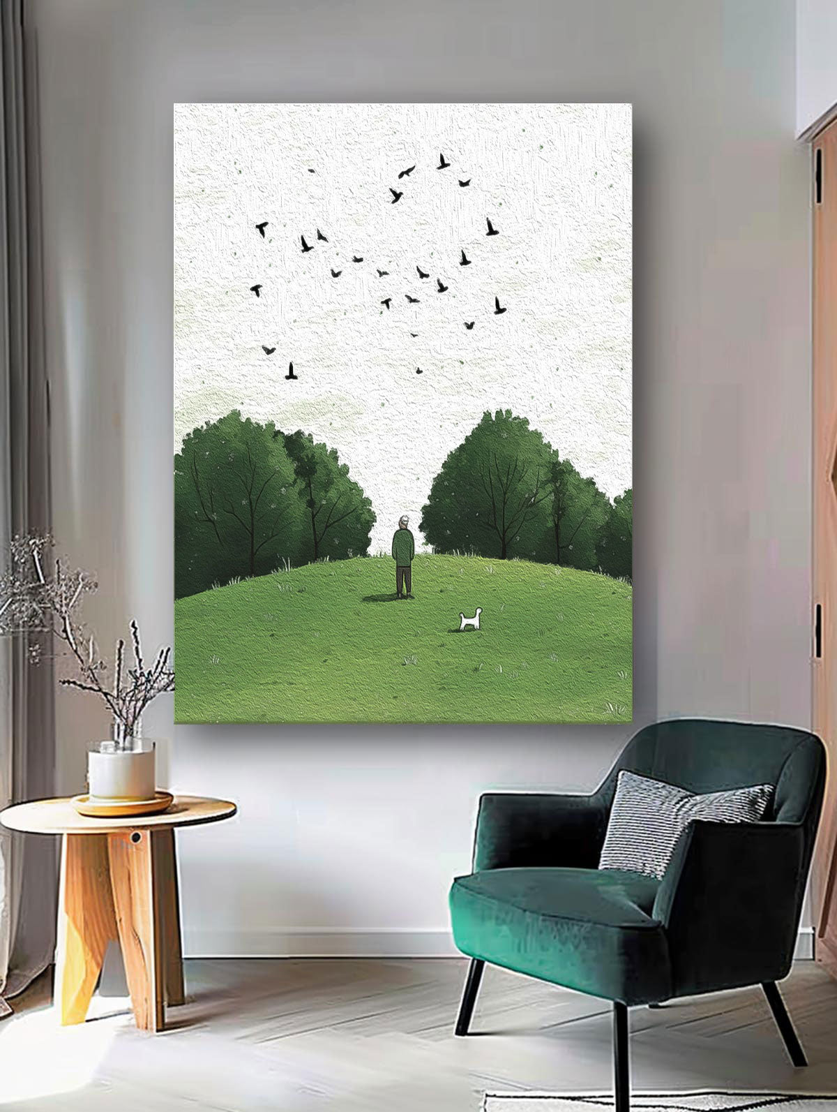 Green Landscape Artwork Large Lawn scenery Painting On Canvas Abstract Comfortable Scenery Oil Painting
