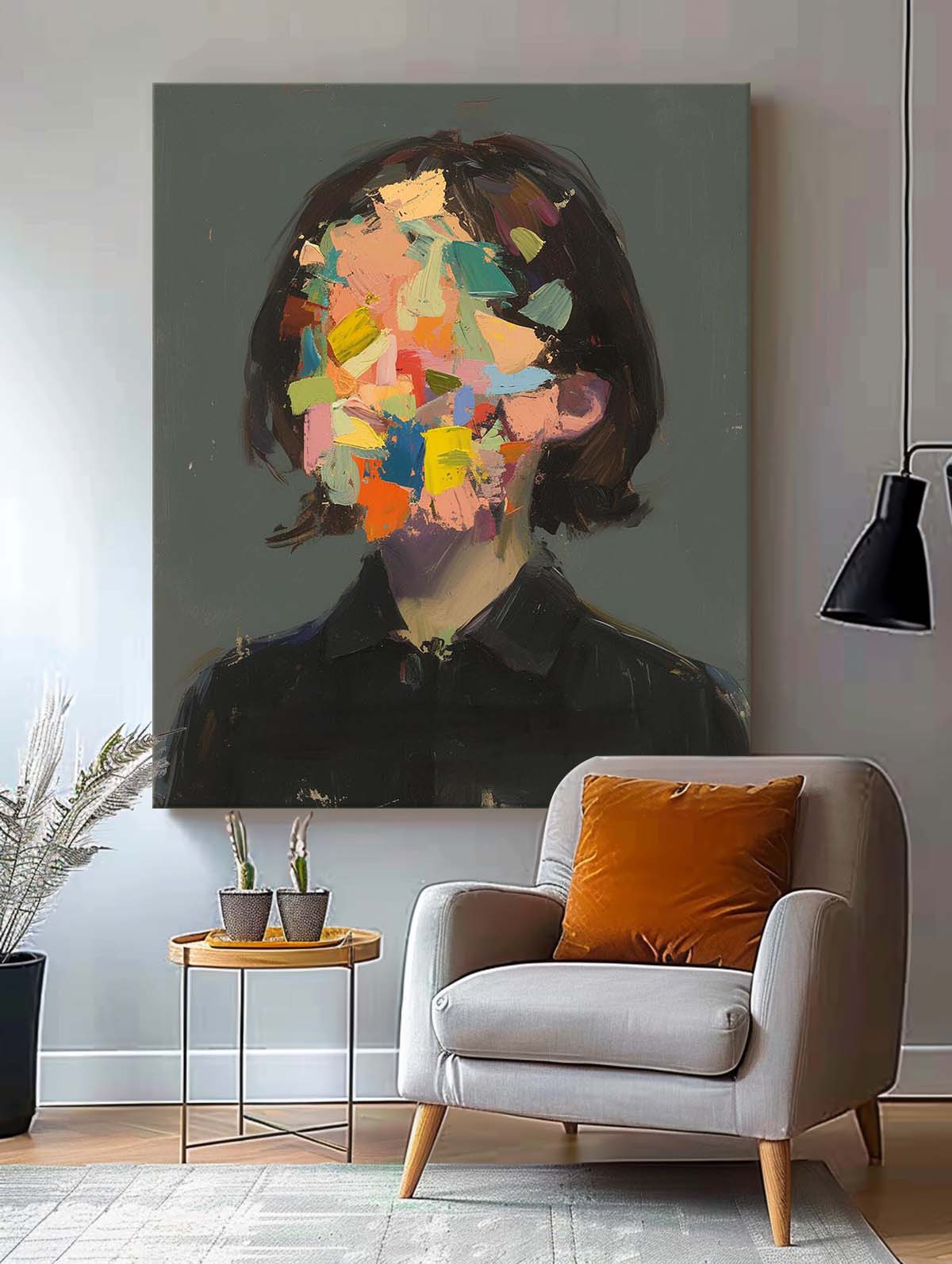 Abstract Colorful Faceless Artwork Large Portrait Painting Original Lady Wall Art For Living Room