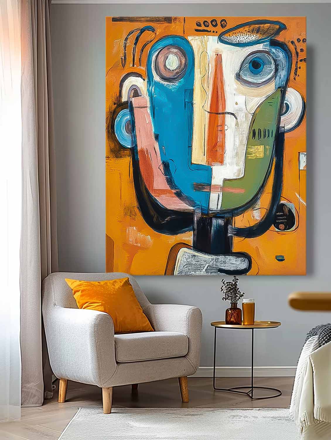 Large People Wall Art Abstract Portrait Oil Painting On Canvas Original Cute Face Painting For Living Room