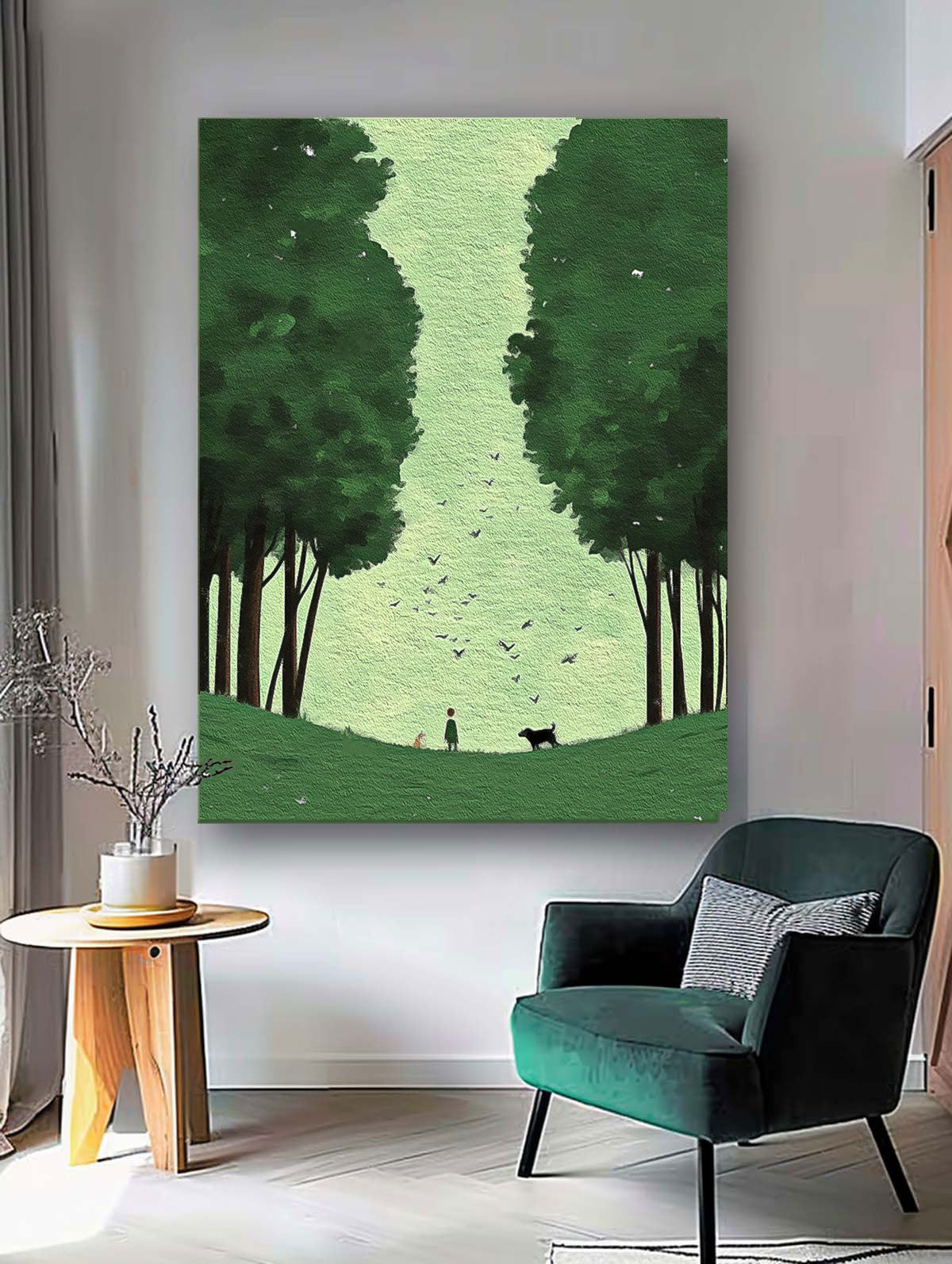Abstract Comfortable Scenery Oil Painting Green Landscape Artwork Large Lawn scenery Painting On Canvas