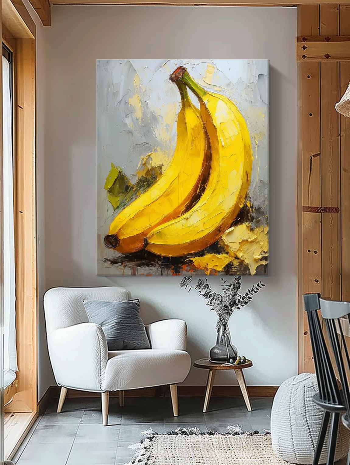 Color Fruit Acrylic Painting Abstract Still Life Painting On Canvas Large Banana Original Artwork Gift