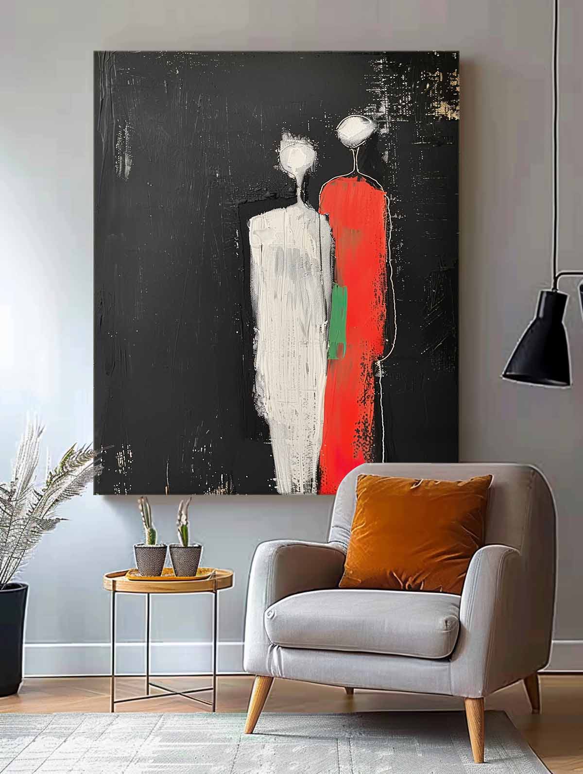 Minimalist Character Silhouette Original Wall Art Large Figure Painting Abstract Artwork For Living Room
