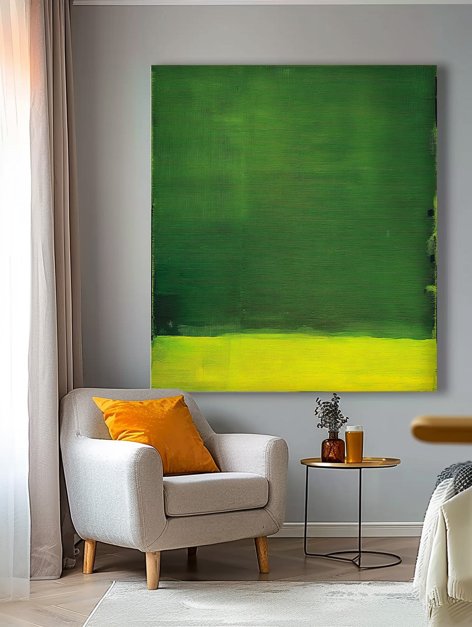 Yellow And Green Original Minimalist Artwork Large Wall Art Abstract Oil Painting For Living Room