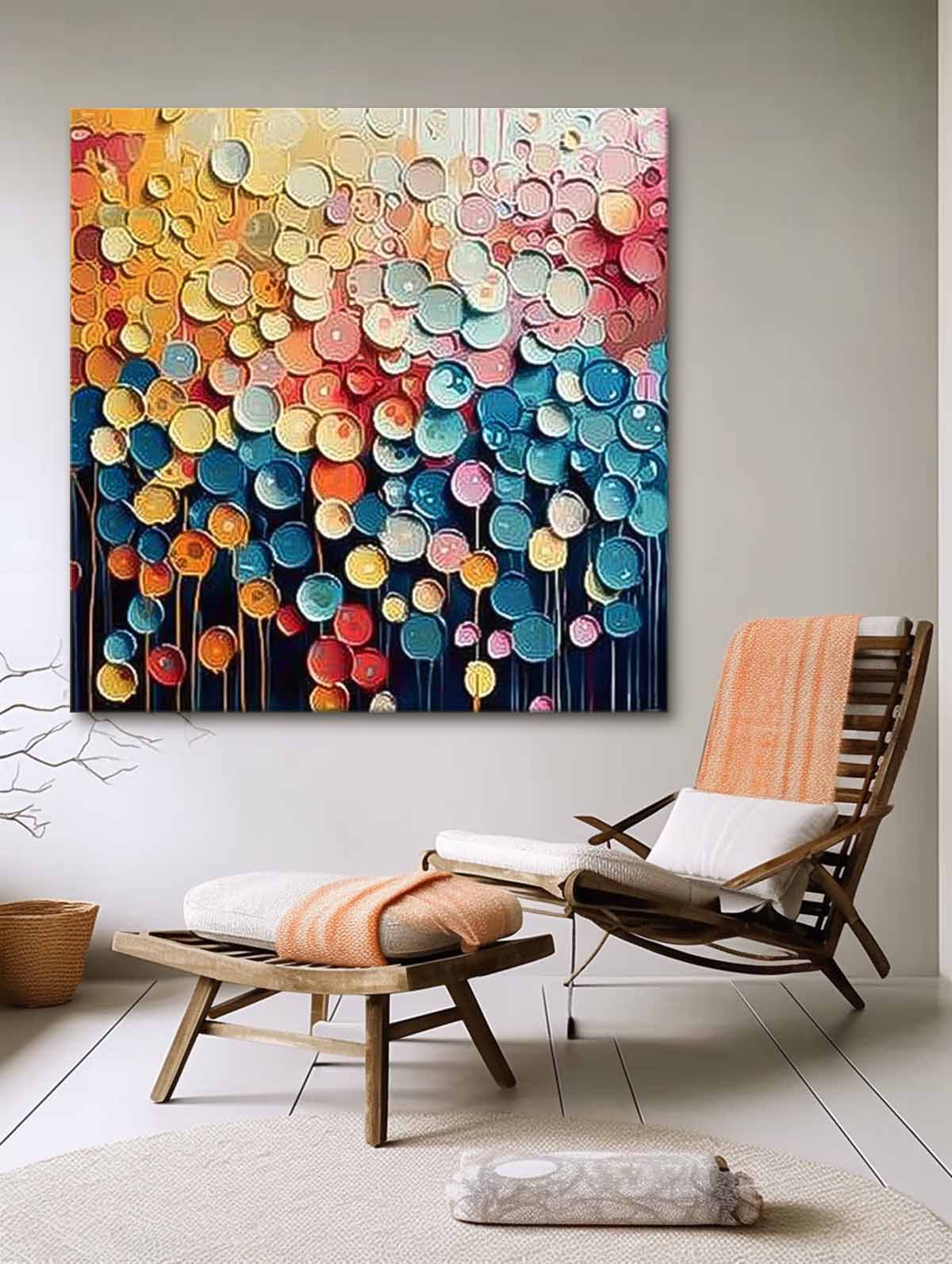 Contemporary Circle Color Block Oil Painting Square Texture Abstract Colorful Acrylic Painting On Canvas Wall Art