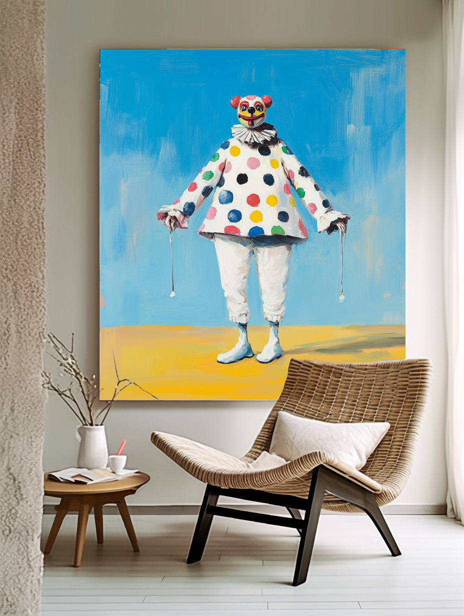 Origina Clown Artwork Modern Cute Joker Wall Art Expressive Abstract Portrait Painting Home Decor