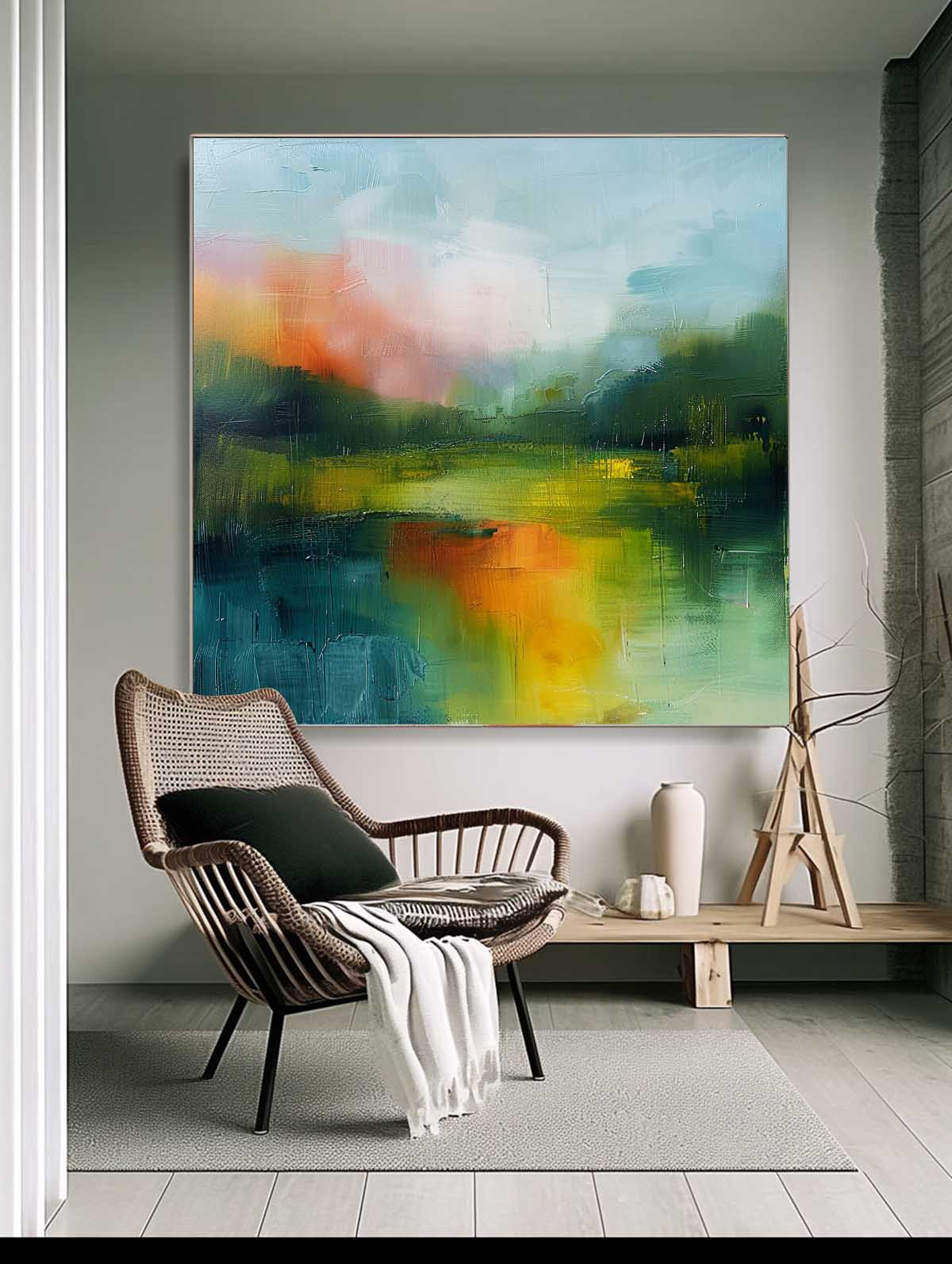 Large Abstract Oil Painting Canvas Modern Scenery Nature Art Original Landscape Wall Art Home Decor