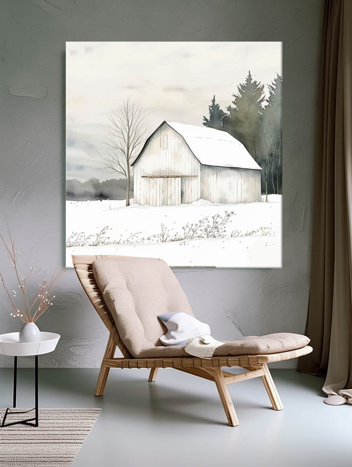 Country Cottage Realism Oil Painting Large White Texture Painting On Canvas Winter Landscape Wall Art