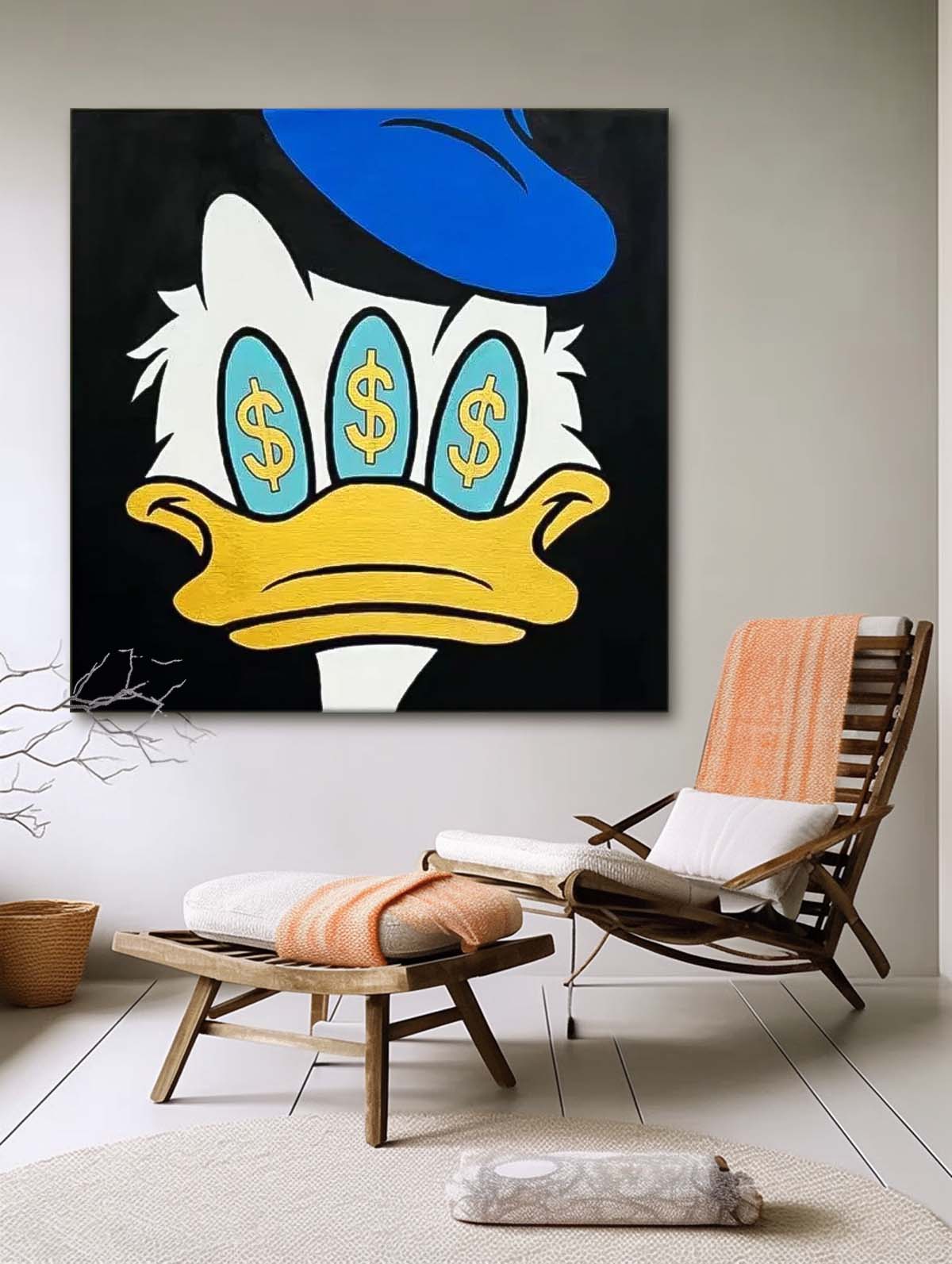 Square Donald Duck Abstract Wall Art Original Graffiti Disney Characters Painting Canvas Large Artwork
