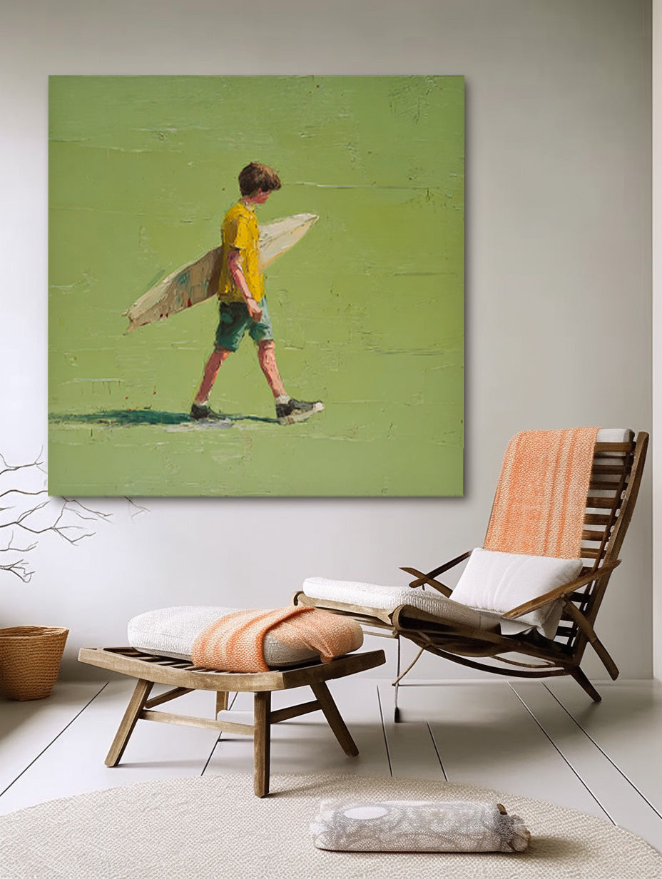 Minimalist Energetic Teenager Painting Abstract Vitality And Freshness Atmosphere Green Wall Art