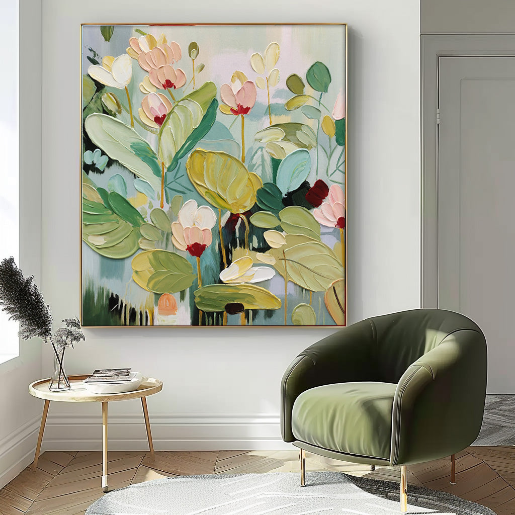 Extra Large Textured Abstract Flower Oil Paintings Floral Acrylic Paintings Floral Wall Art Spring Artwork Framed