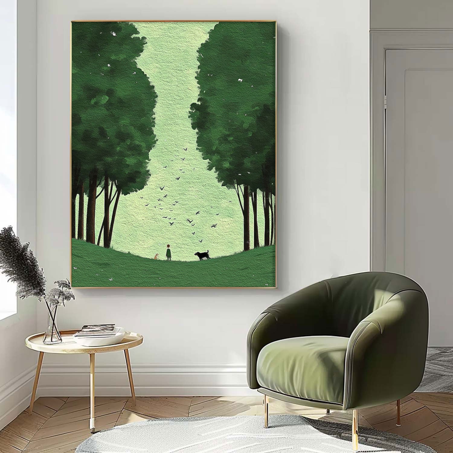 Abstract Comfortable Scenery Oil Painting Green Landscape Artwork Large Lawn scenery Painting On Canvas