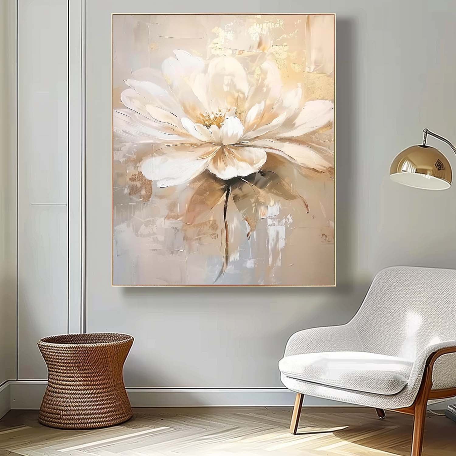 Original Abstract Painting Bright Color Flowers Acrylic Painting Canvas Large Textured Floral Art Framed