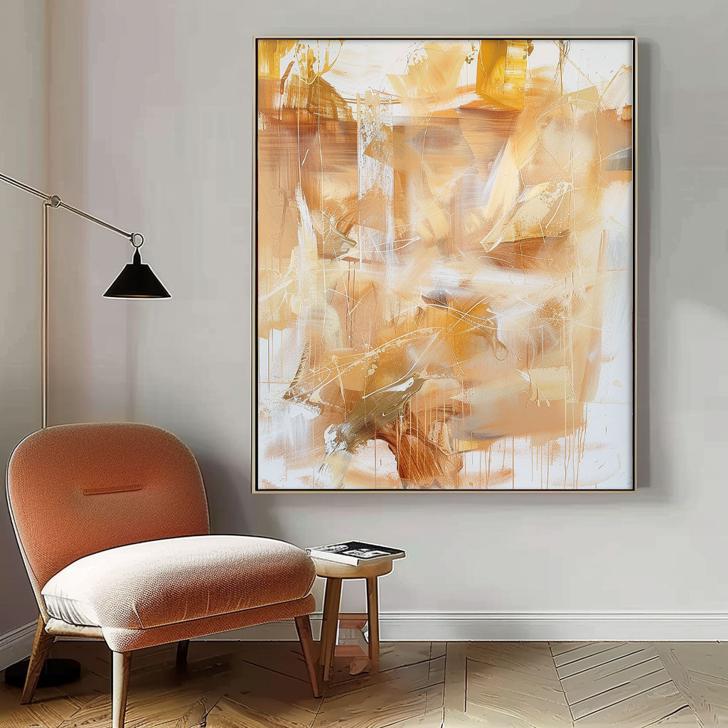 Oversize Modern Acrylic Painting On Canvas Yellow Texture Abstract Oil Painting Original Artwork Home Decor