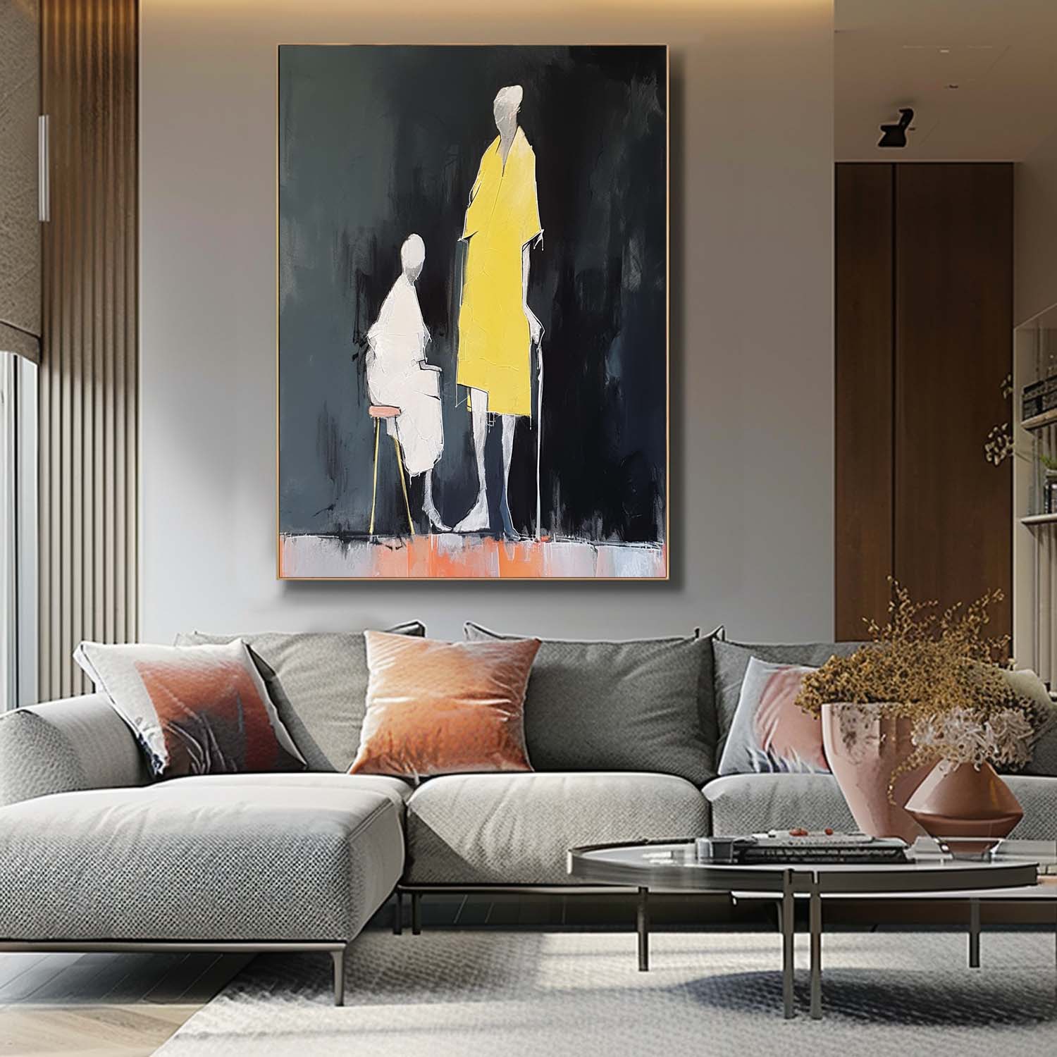 Original People In The Dark Wall Art Large Figure Painting Original Abstract Artwork For Living Room
