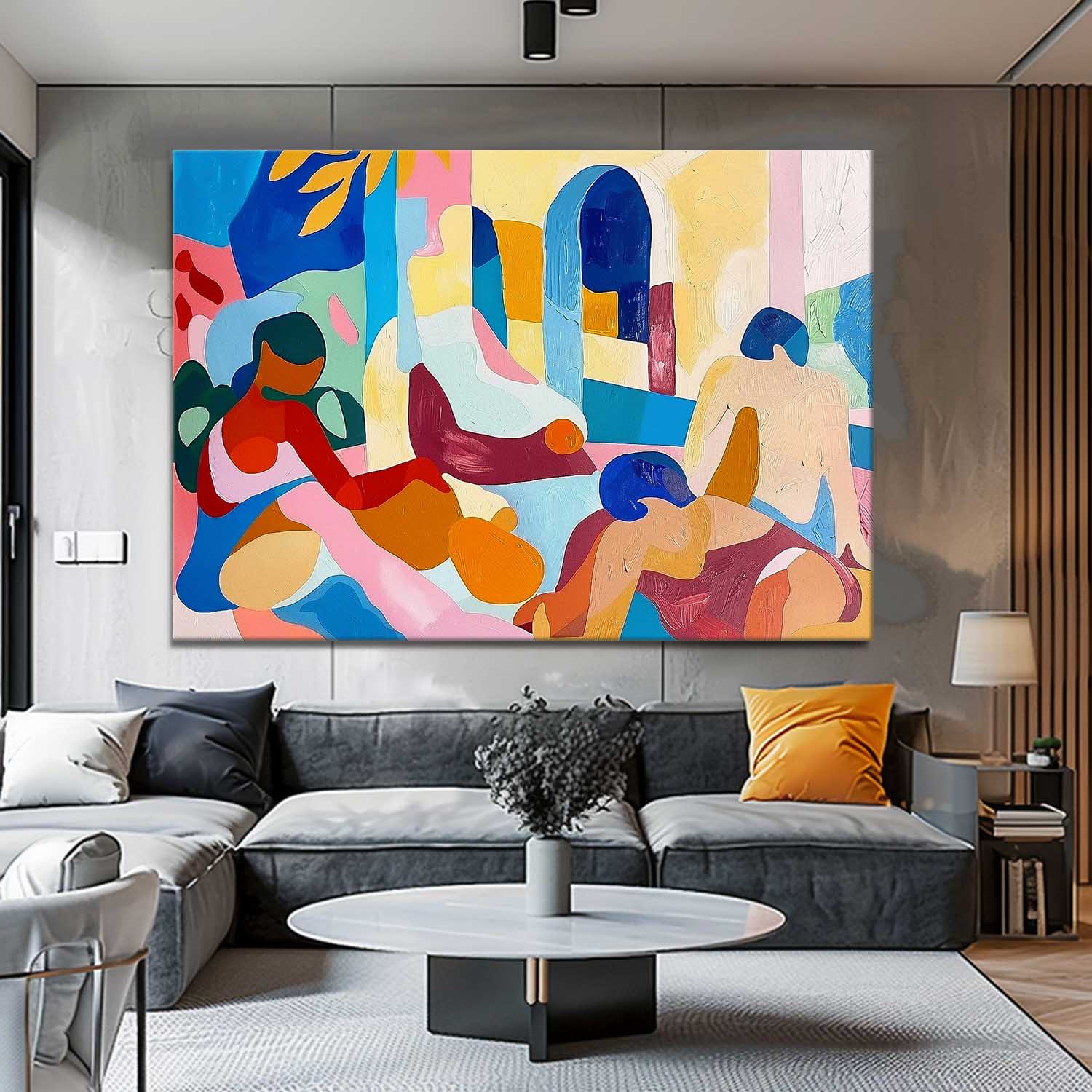 Modern Wall Art Home Decor Picasso Art Large Wall Art Original Famous Painting Abstract Colored Figures Oil Painting on Canvas