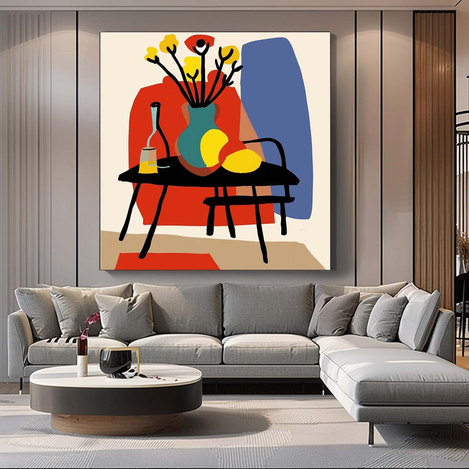 Large Realism Flowers Painting Beautiful Vase Artwork Square Contemporary Bright Paintings Wall Art