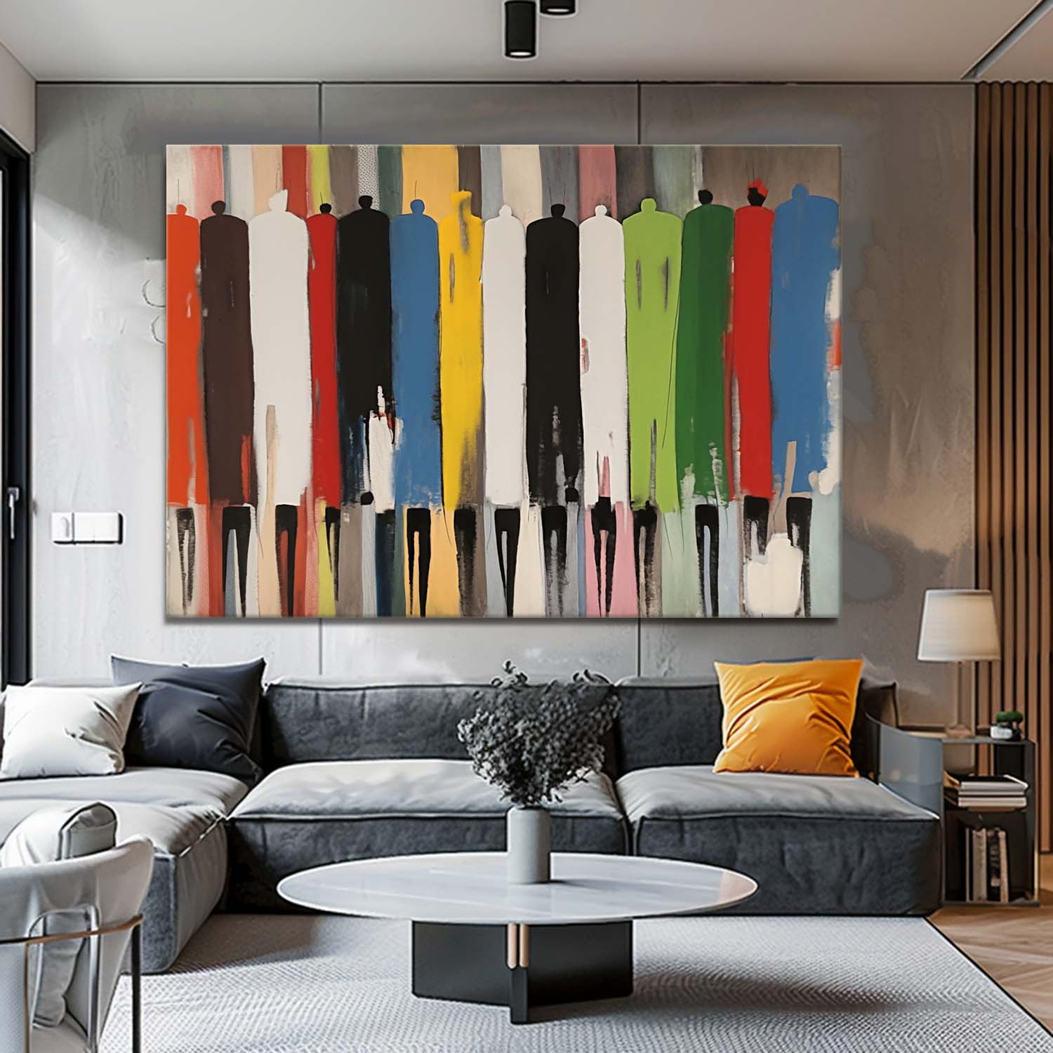 Abstract Figure Oil Painting Large Color Human Silhouette Wall Art Original Human Artwork For Living Room