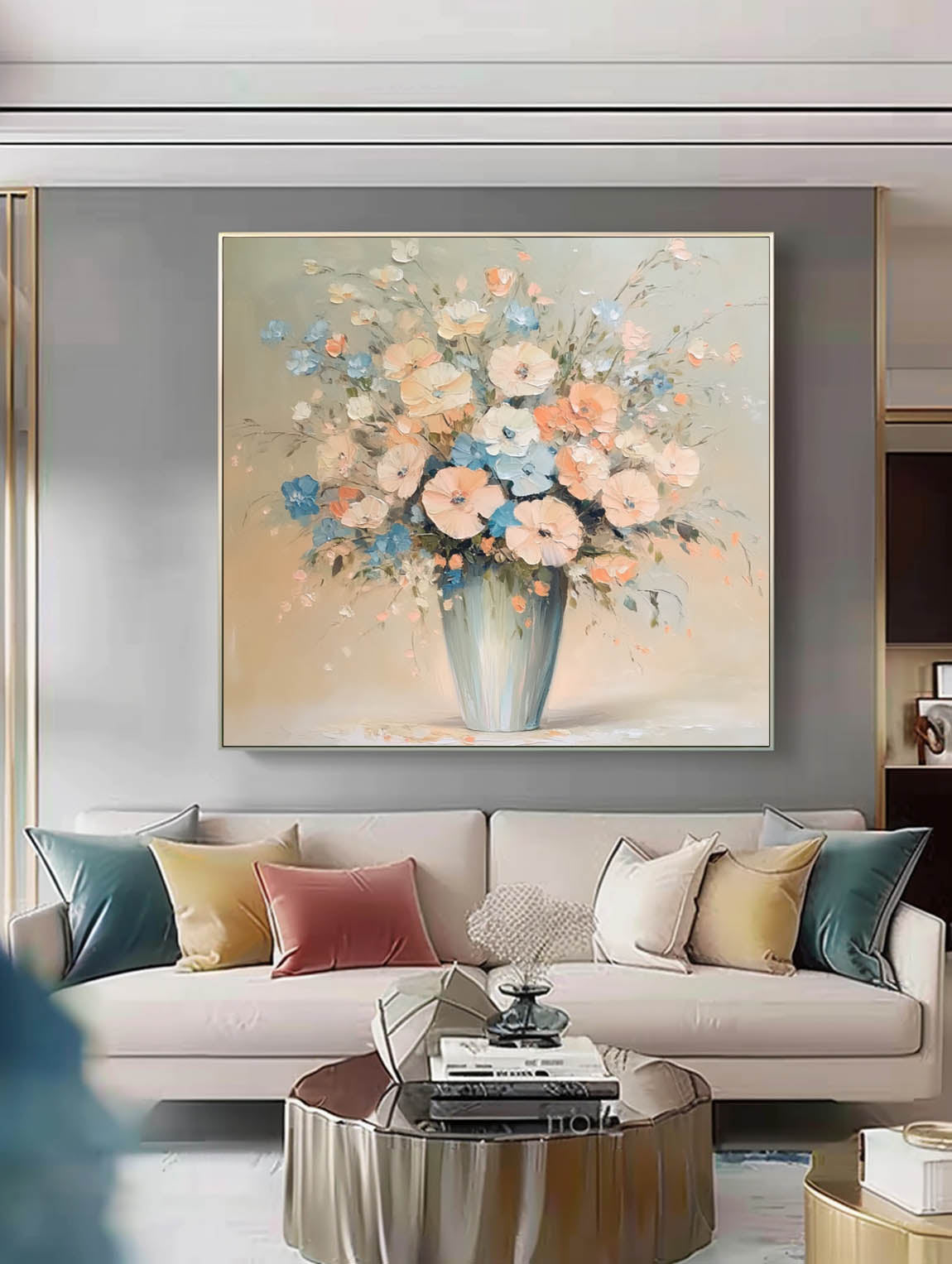 Original Exquisite Vase Art Large Textured Flower Painting Contemporary Blossom Wall Art For Living Room