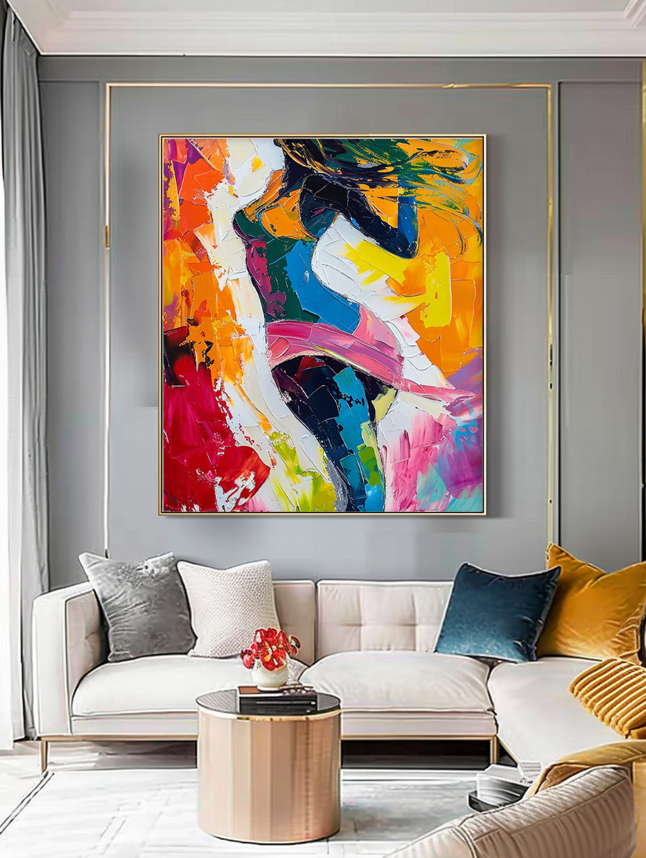 Original Texture Sexy Girl Wall Art Abstract Colorful Body Oil Painting On Canvas Modern Artwork