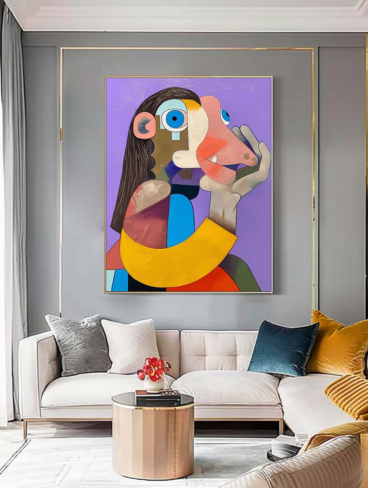 Cute Texture Animal Oil Painting Personification Acrylic Painting Modern Colorful Abstract Wall Art Decor