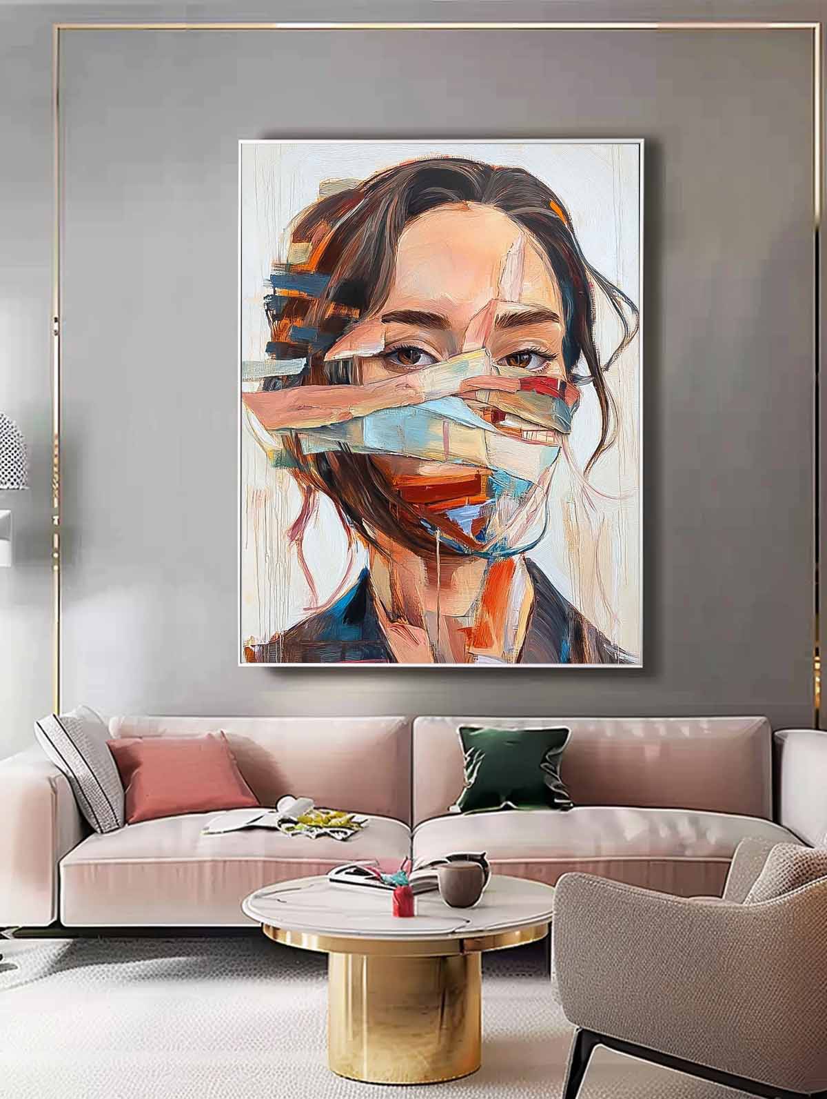 Coloful Lady Contemporary Artwork Abstract Woman Oil Painting On Canvas Original Texture Girl Wall Art