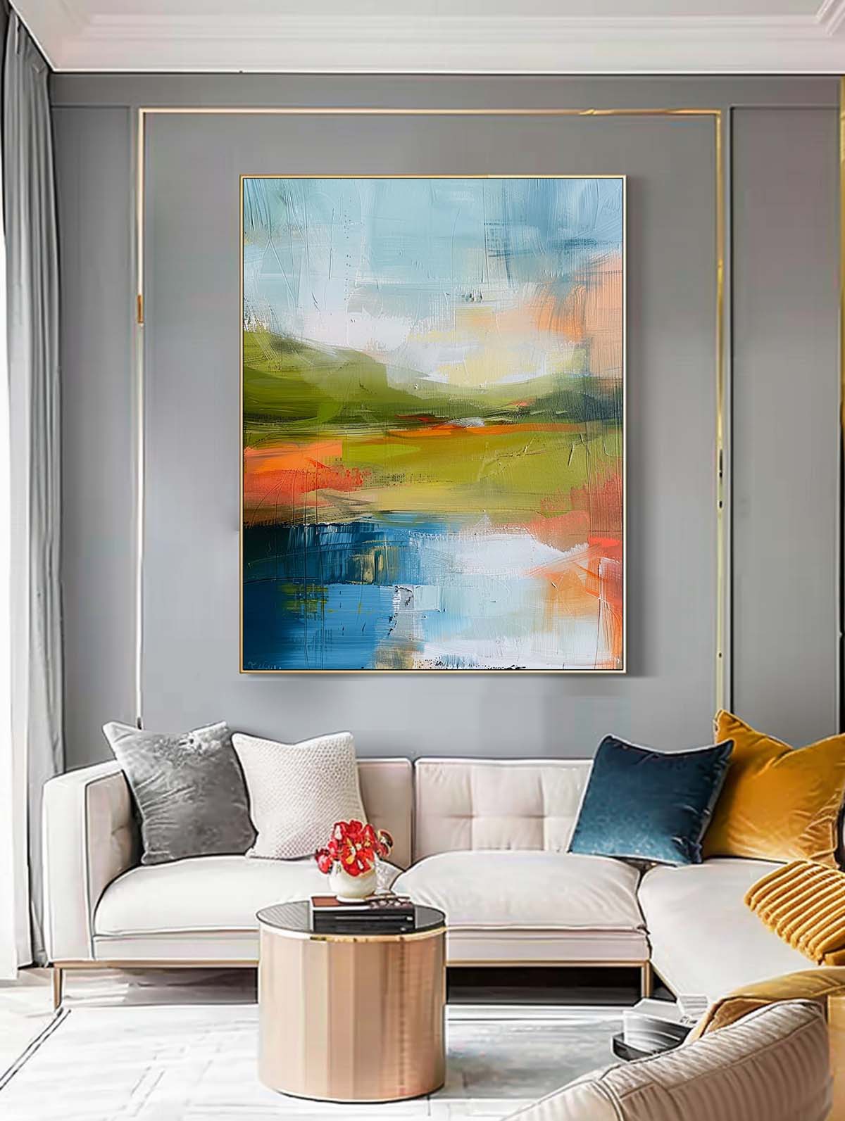 Large Abstract Painting On Canvas Modern Landscape Wall Art Original Scenery Painting For Living Room