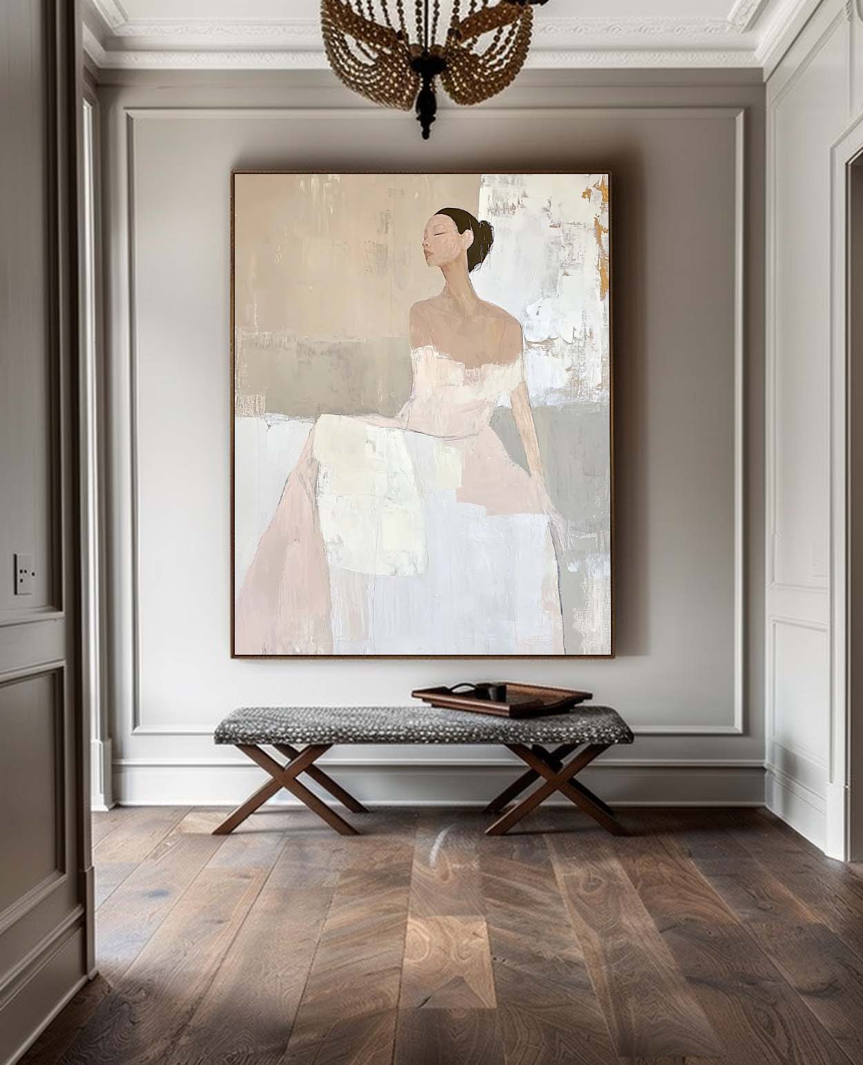 Original Modern Minimalist Female Painting Large Minimalism Abstract Woman Painting Contemporary Figure Art