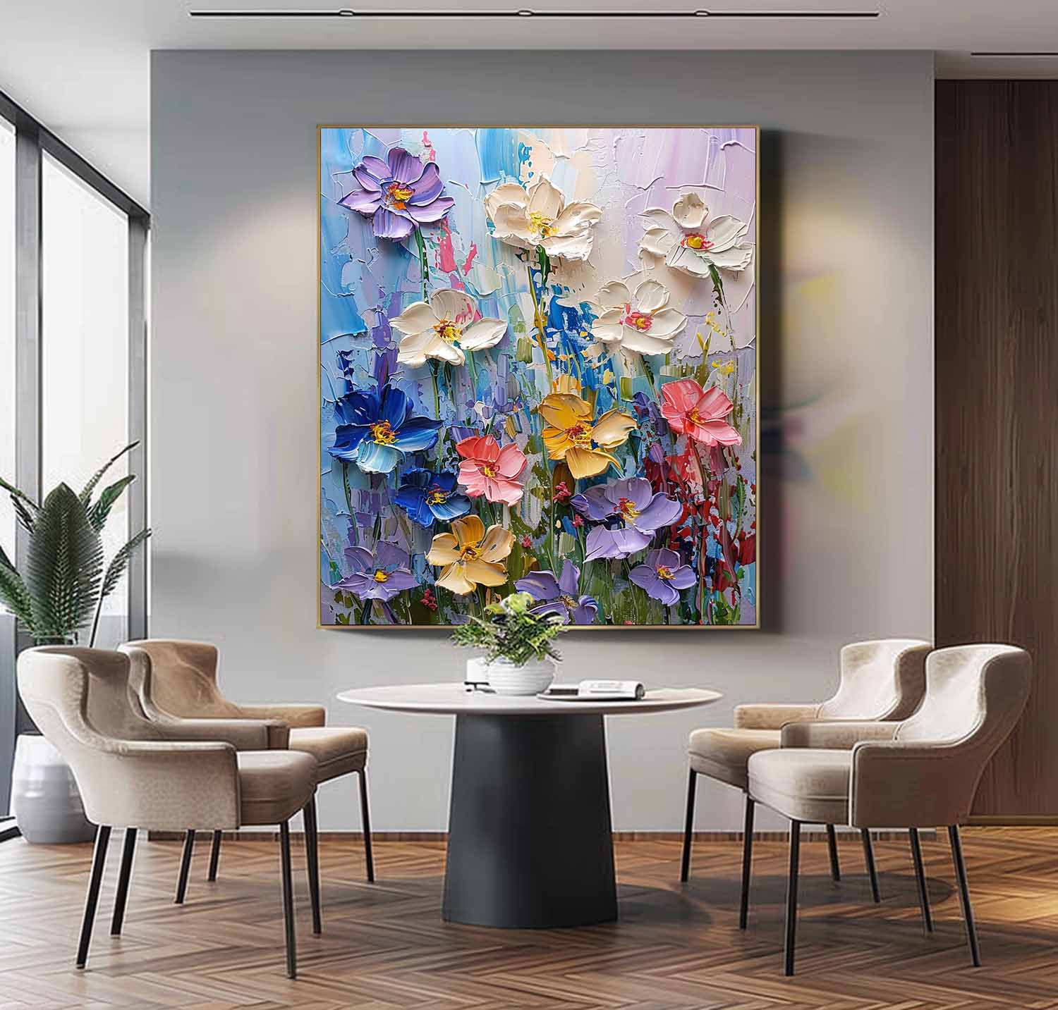 Original Floral Painting Abstract Flower Acrylic Painting On Canvas Large Lovely Textured Art Home Decor