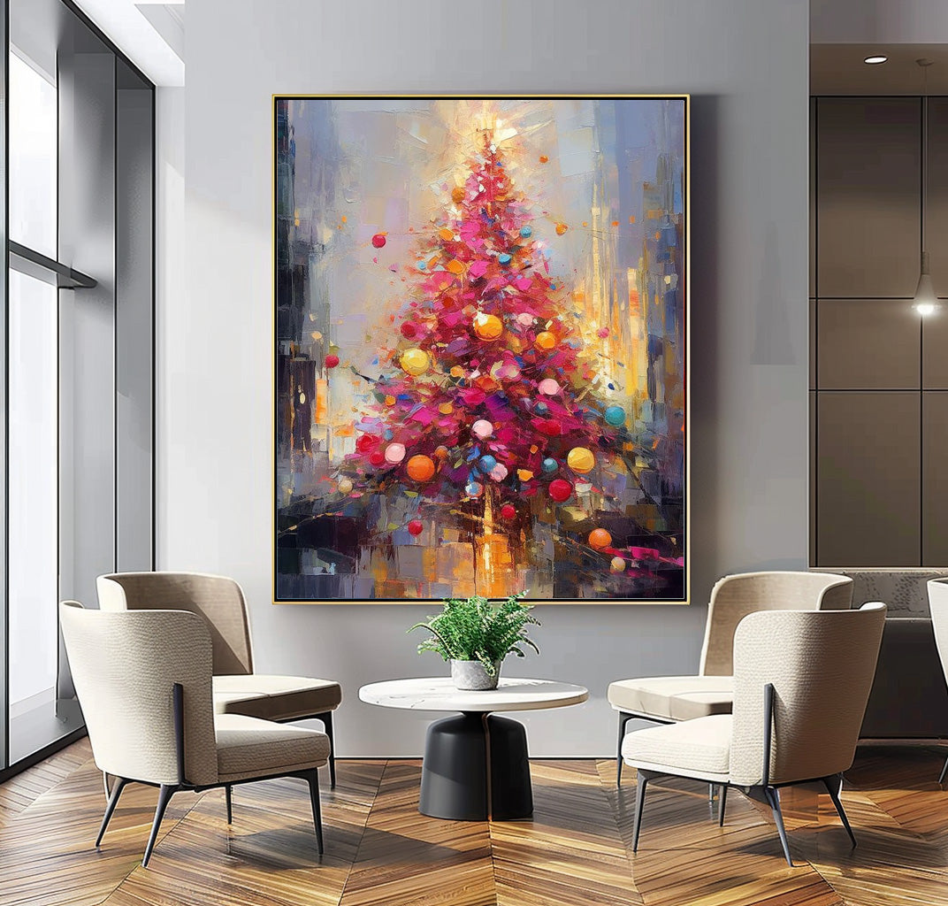 Original Christmas Tree Painting Exquisite Dreamy Acrylic Painting Texture Abstract Christmas Tree Art Home Decor