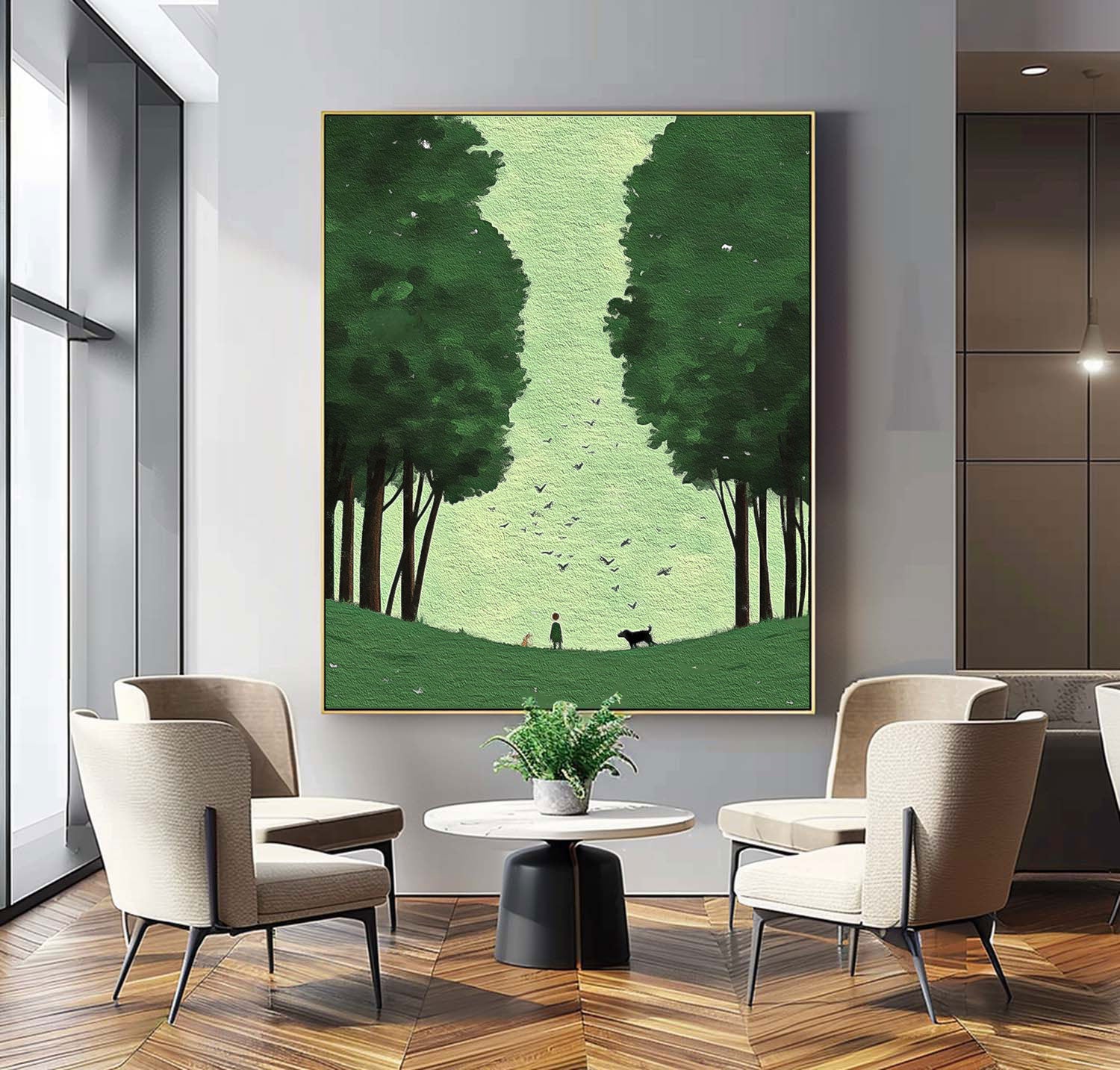 Abstract Comfortable Scenery Oil Painting Green Landscape Artwork Large Lawn scenery Painting On Canvas