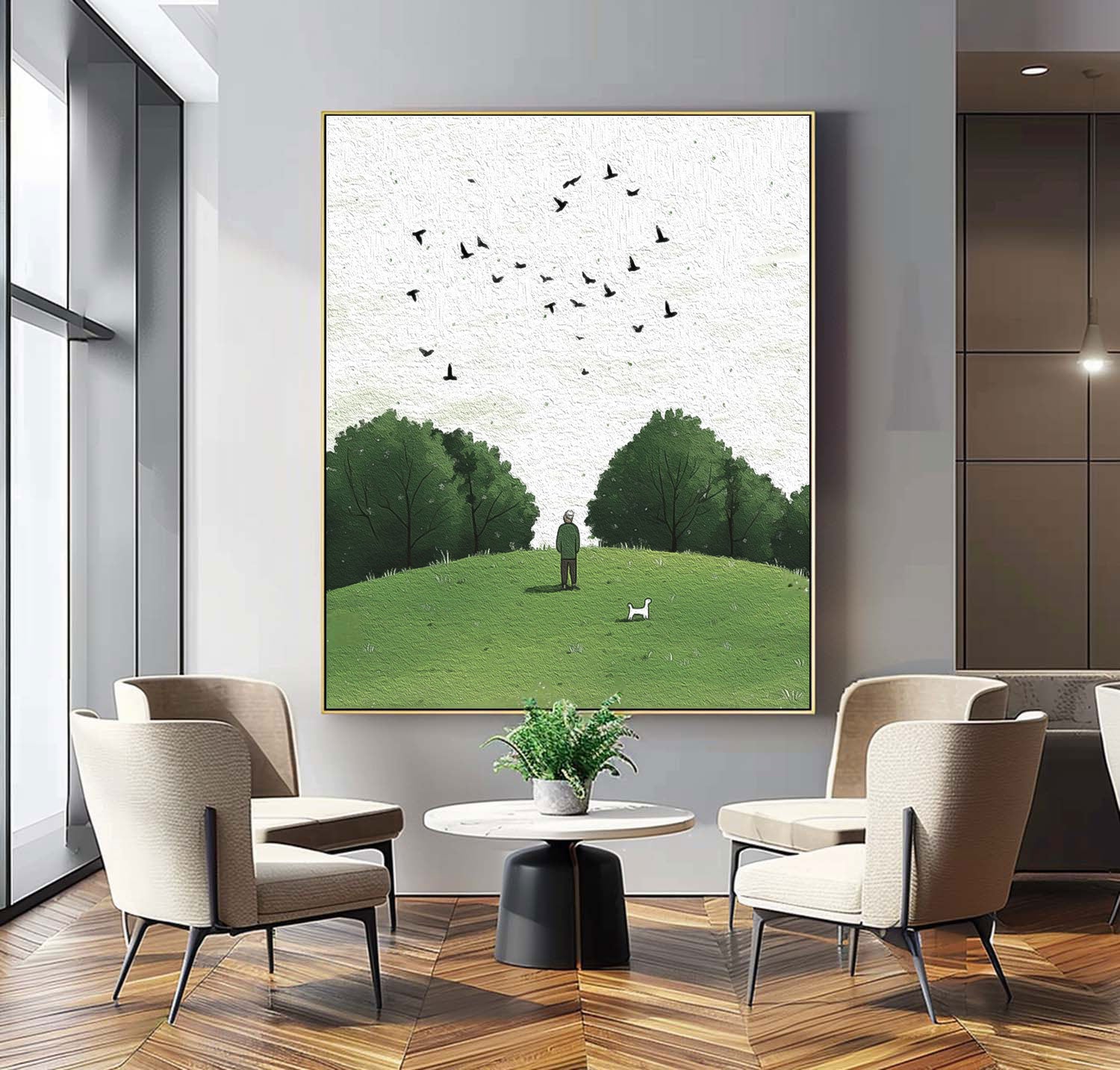 Green Landscape Artwork Large Lawn scenery Painting On Canvas Abstract Comfortable Scenery Oil Painting