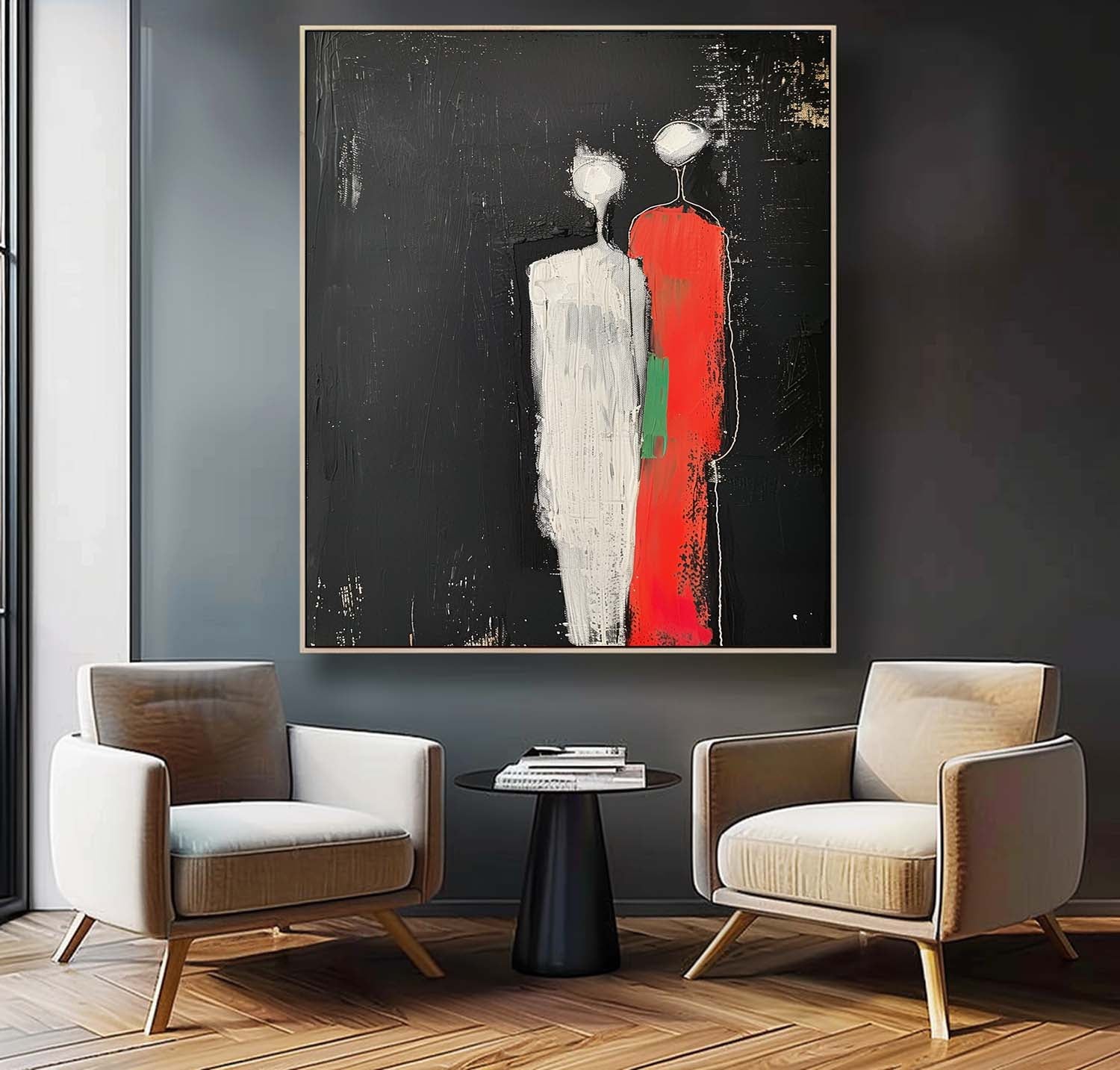 Minimalist Character Silhouette Original Wall Art Large Figure Painting Abstract Artwork For Living Room