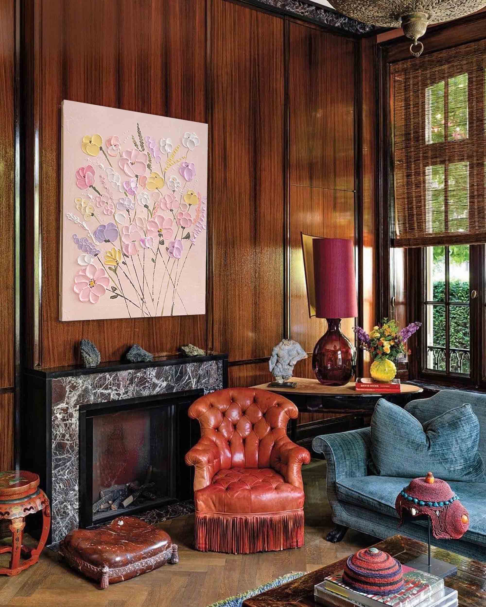 Modern Flowers Minimalist Oil Painting On Canvas Large Texture Flowers Acrylic Painting Original Flowers Wall Art Home Decor