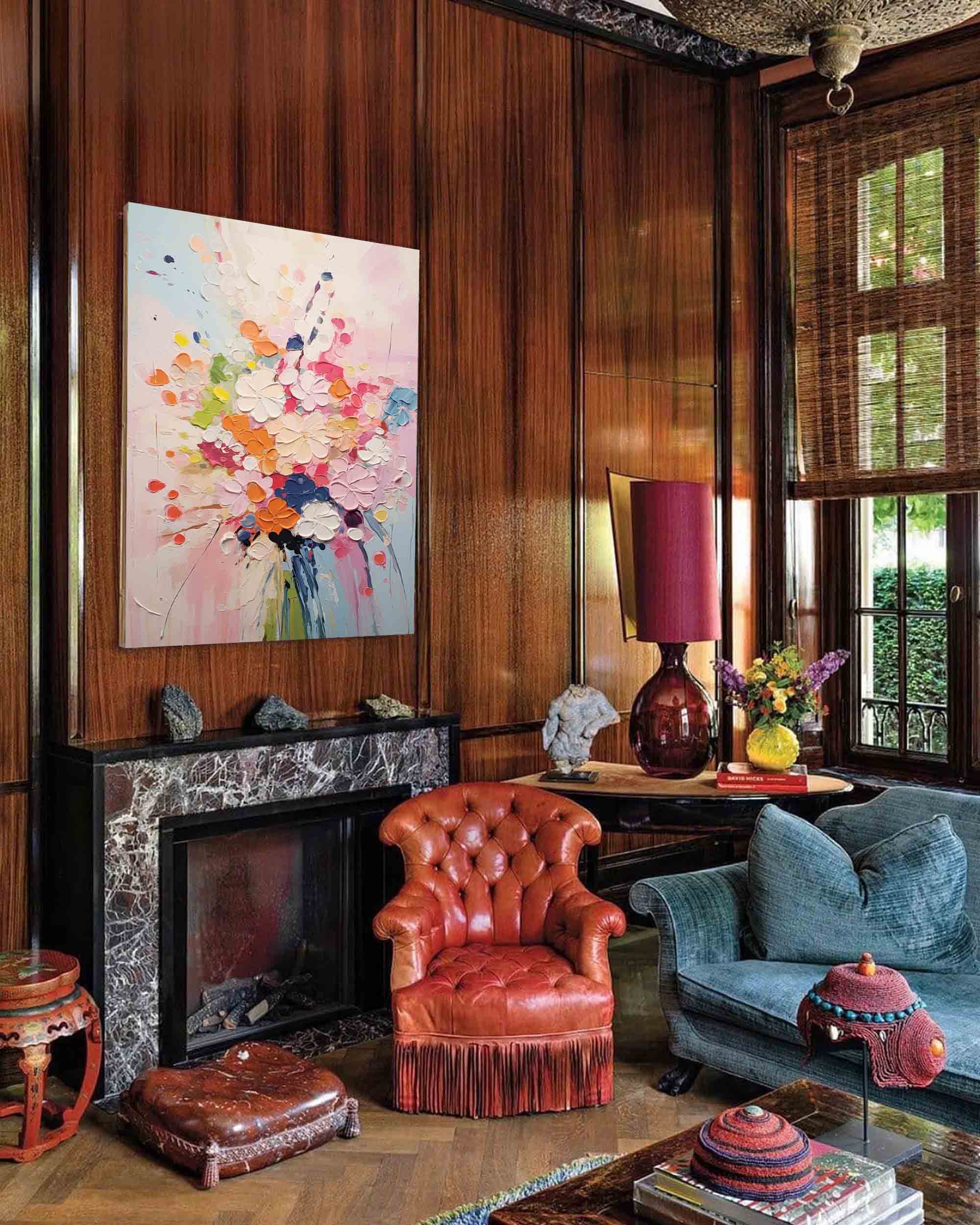 Modern Texture Wall Art Colorful Abstract Bouquet Oil Painting On Canvas Large Original Acrylic Painting Home Decor