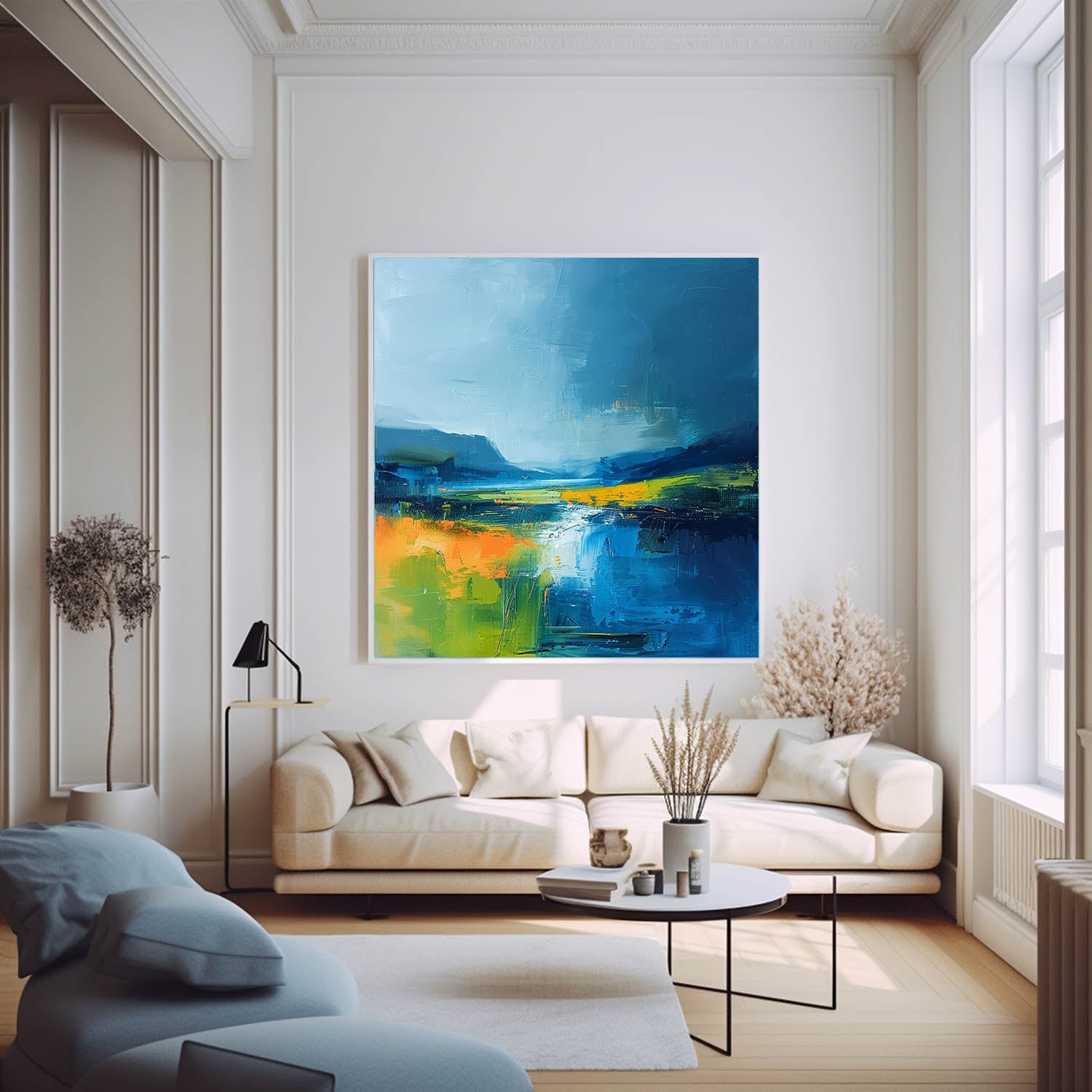 Original Landscape Wall Art Large Abstract Oil Painting On Canvas Modern Minimalist Nature Art for Living Room